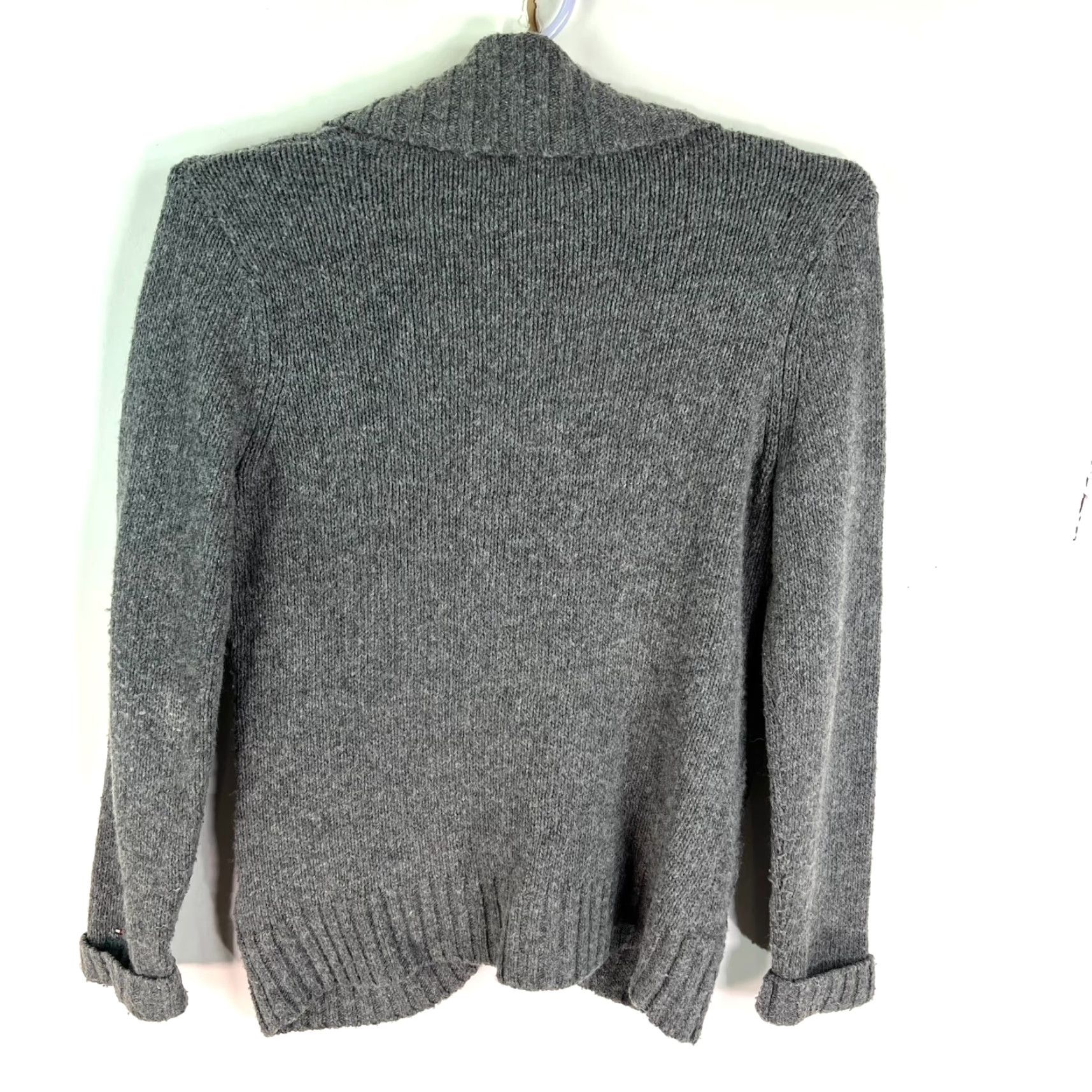 Tommy Hilfiger Tommy Hilfiger Cardigan Cable Knit Gray Womens L Size Regular Knit Wool Blend Button Accents Casual Workwear 90s Classic Designer Fall Winter Spring Size L / US 10 / IT 46 - 5 Thumbnail