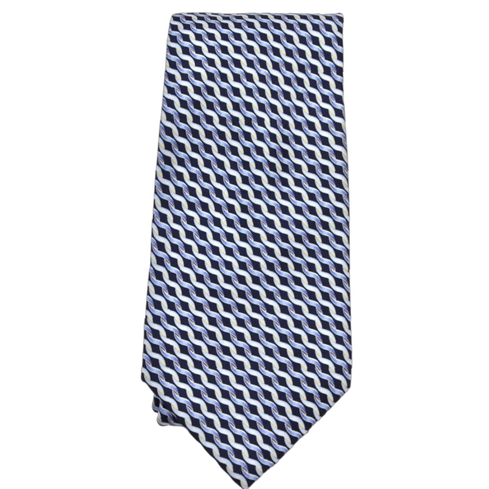 Jos. A. Bank Jos A Bank Silk Necktie Men's Blue Stripes Diagonal Ropes Wavy Preppy Designer Size ONE SIZE - 1 Thumbnail