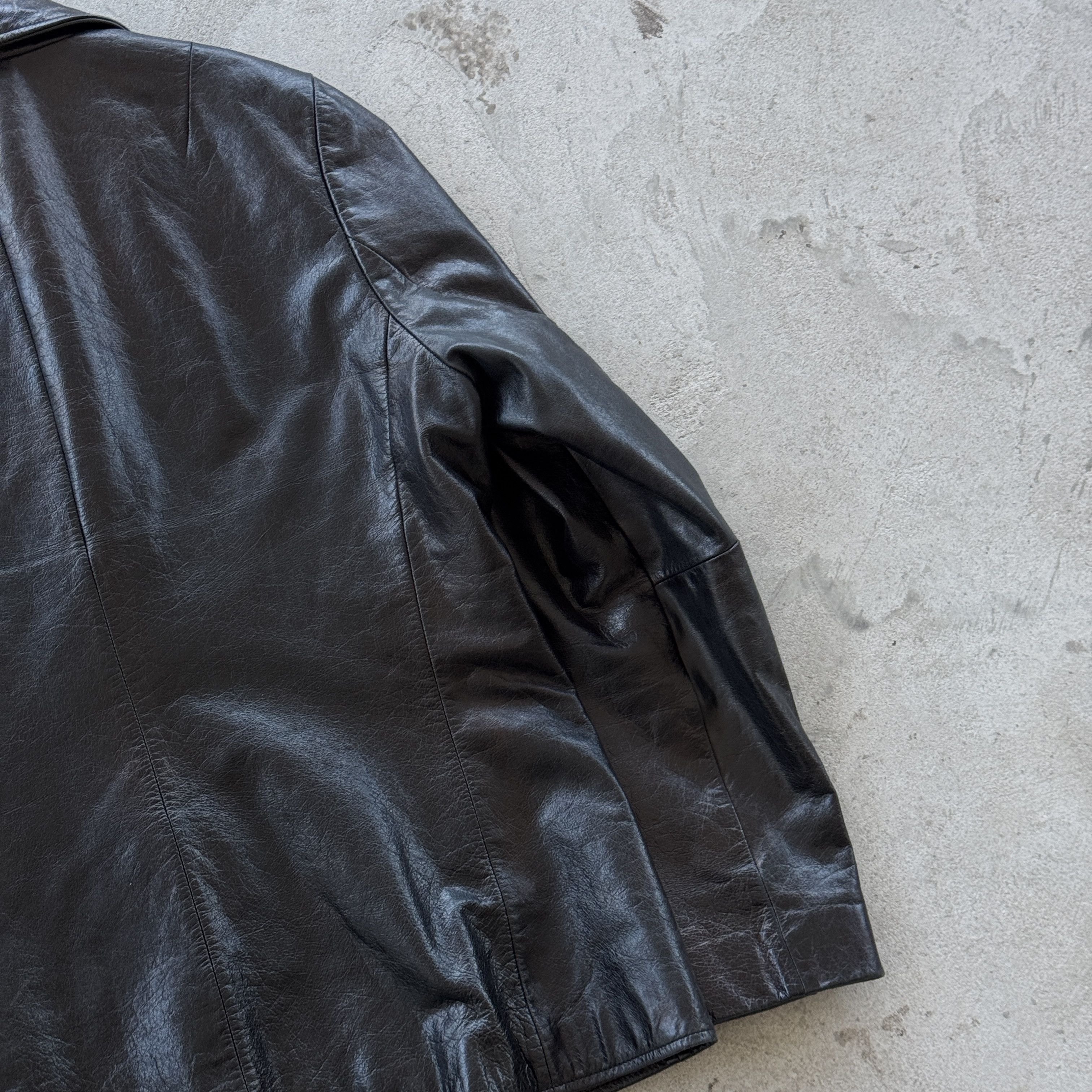Gap Vintage GAP Black Leather Blazer Jacket 90s Minimalist Y2K Size L / US 10 / IT 46 - 6 Thumbnail