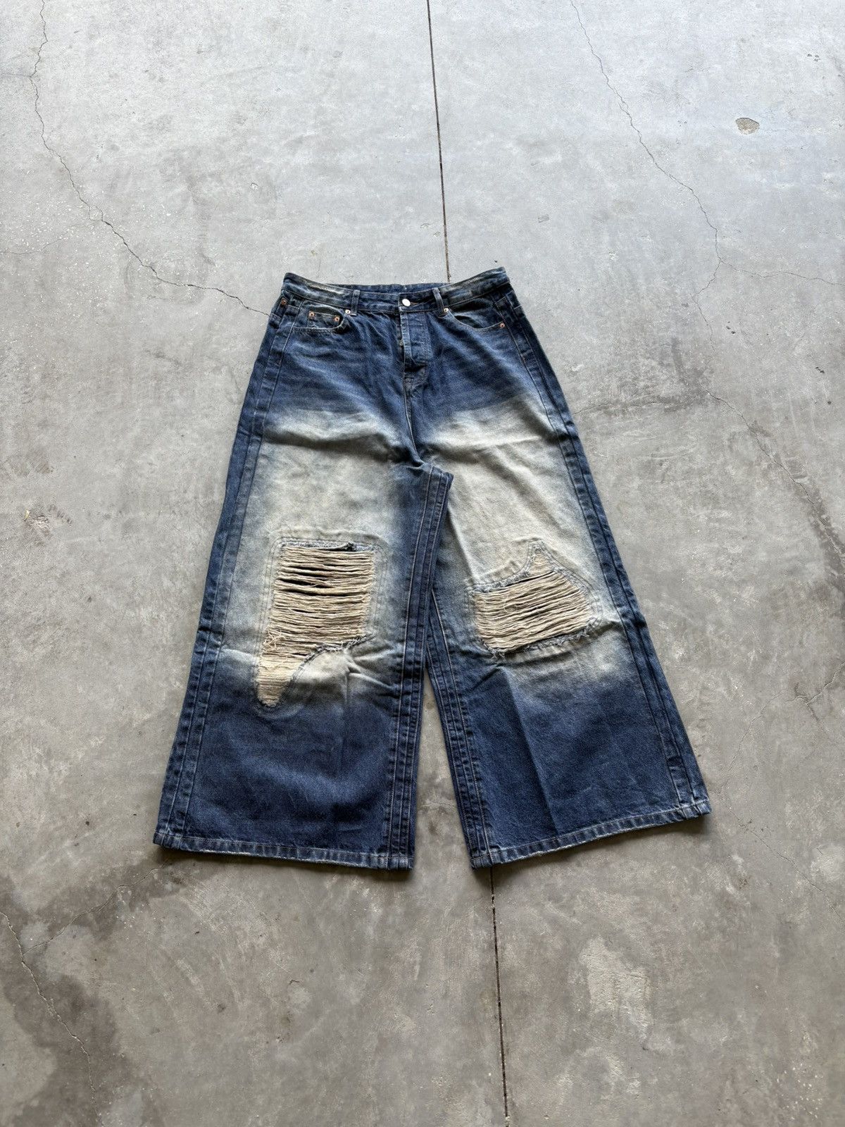 Wide-Leg Denim Pants - Structured Silhouette