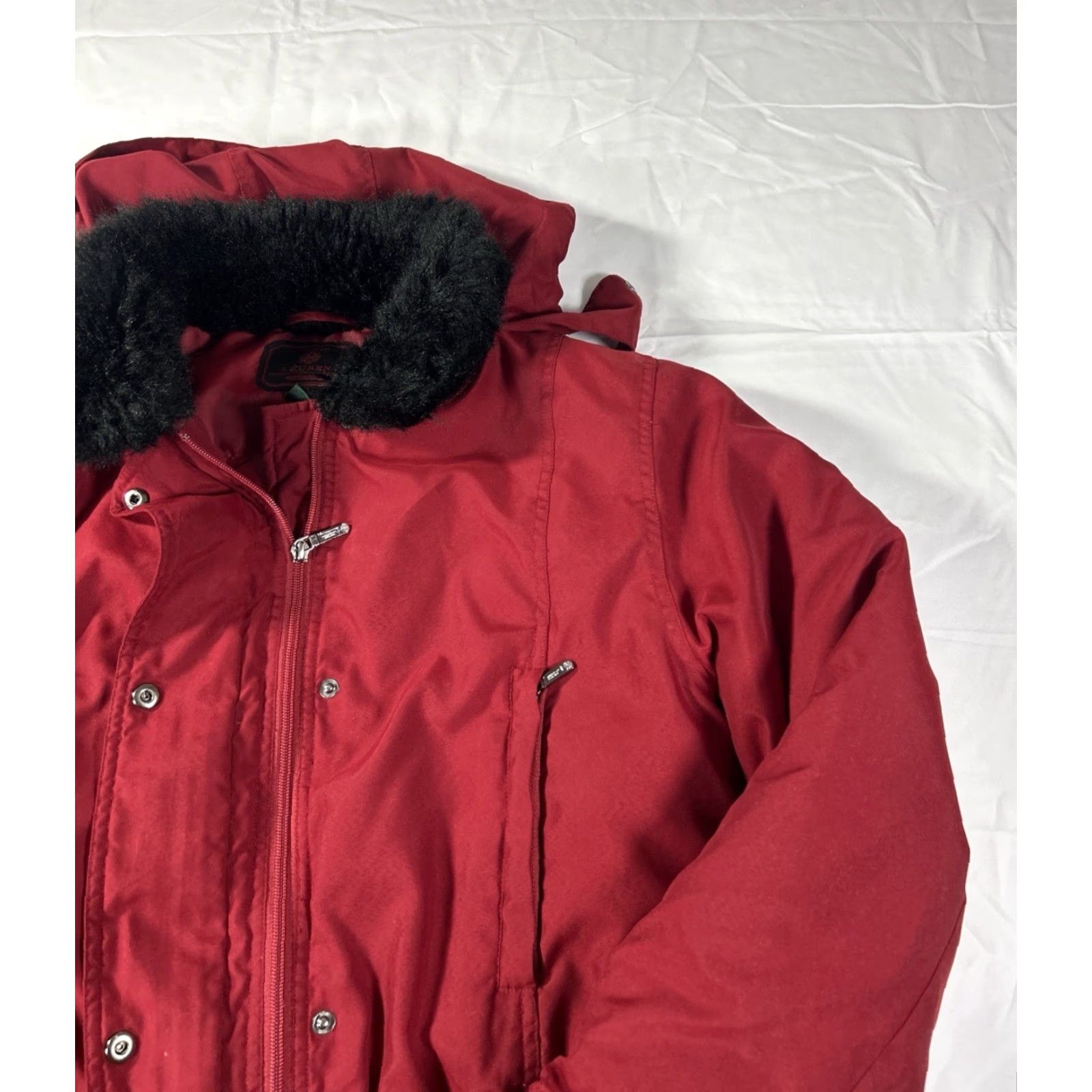 Ralph Lauren Lauren Ralph Lauren Down Jacket Womens M Red Parka Hooded Fur Trim Zipper Pockets Winter Casual Coat Size M / US 6-8 / IT 42-44 - 3 Thumbnail