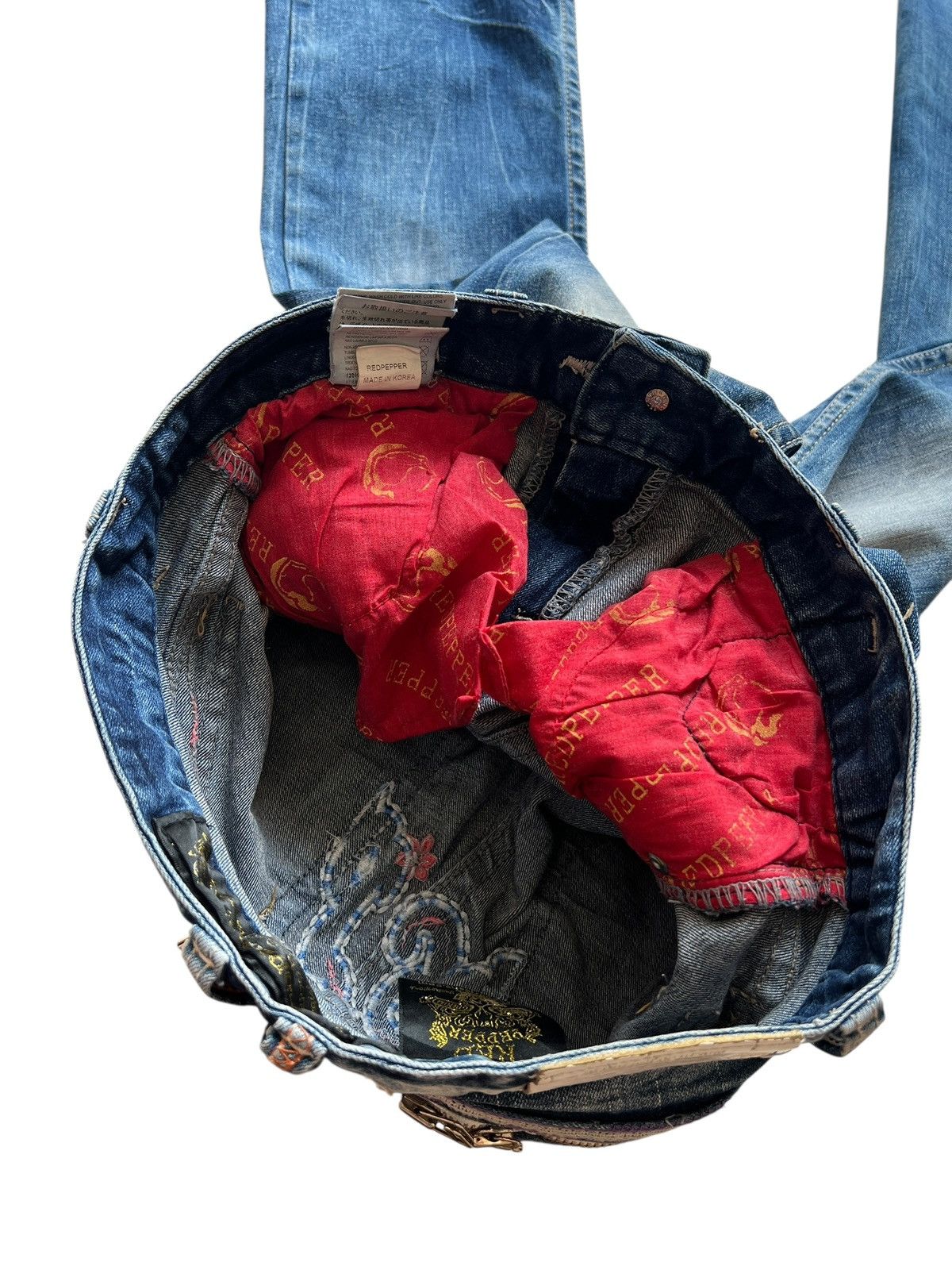Japanese Brand 2000s Red Pepper Low Rise Embroidery Slim Flare Jeans Size US 30 / EU 46 - 15 Thumbnail
