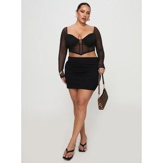 PRINCESS POLLY Princess Polly Maranta Long Sleeve Top Black Curve Size 14 Size XL / US 12-14 / IT 48-50 - 6 Thumbnail