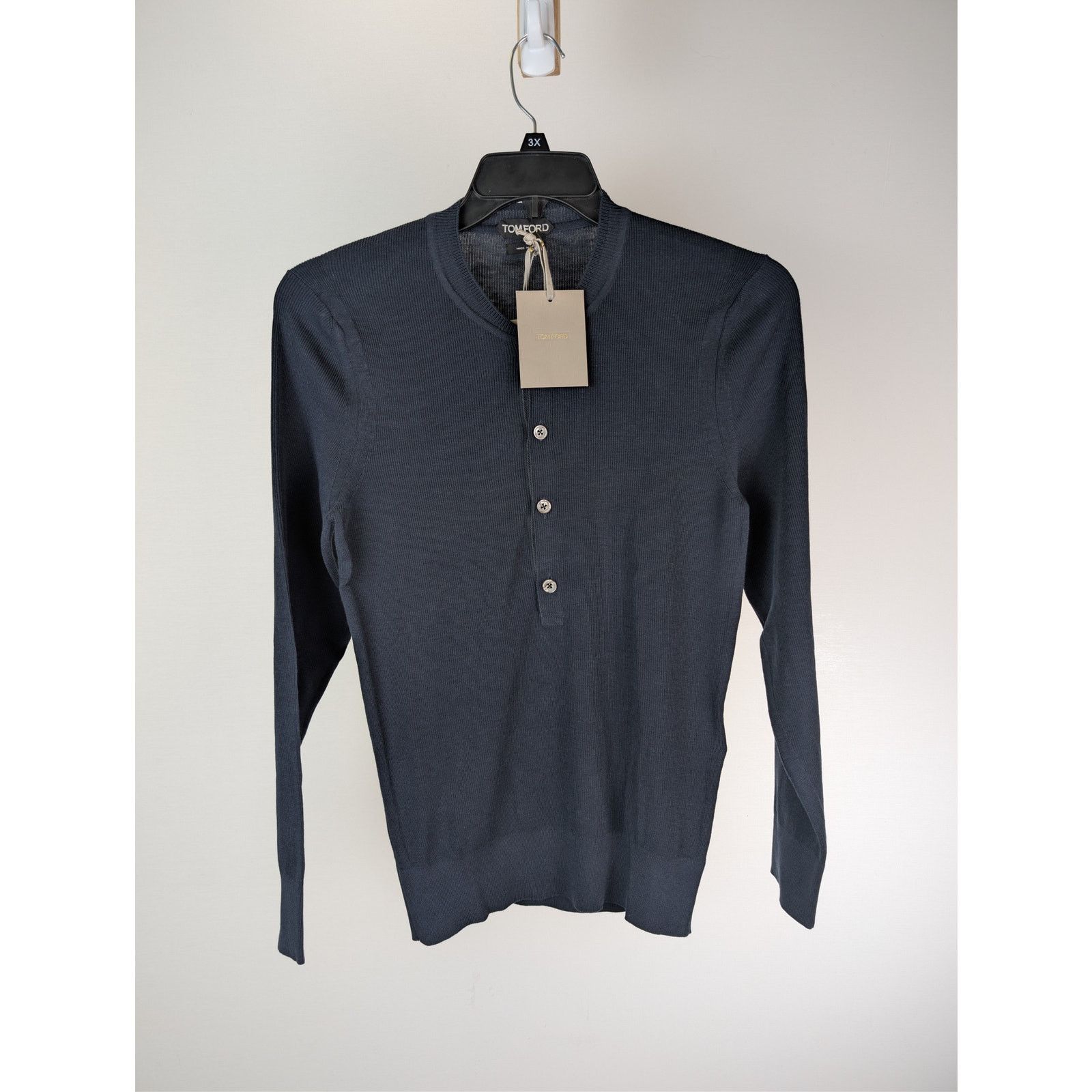Tom Ford o1rshd1 Henley Shirt in Navy Blue Size US S / EU 44-46 / 1 - 2 Thumbnail