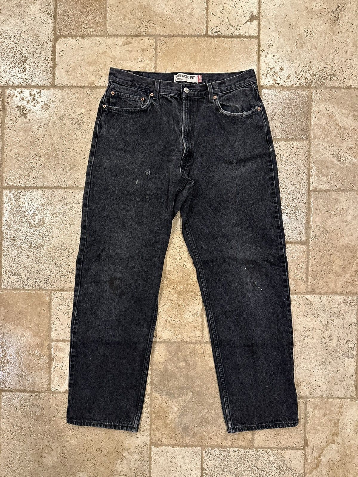 Image of Levis x Levis Vintage Clothing Vintage Levi’S 550 Painter Distressed Black Wash Fade Denim (Size 36