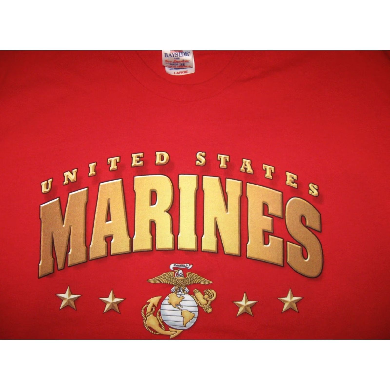 Vintage VINTAGE Bayside Shirt Mens L Red UNITED STATES MARINES Men Semper 90s USA USMC Size US L / EU 52-54 / 3 - 3 Thumbnail