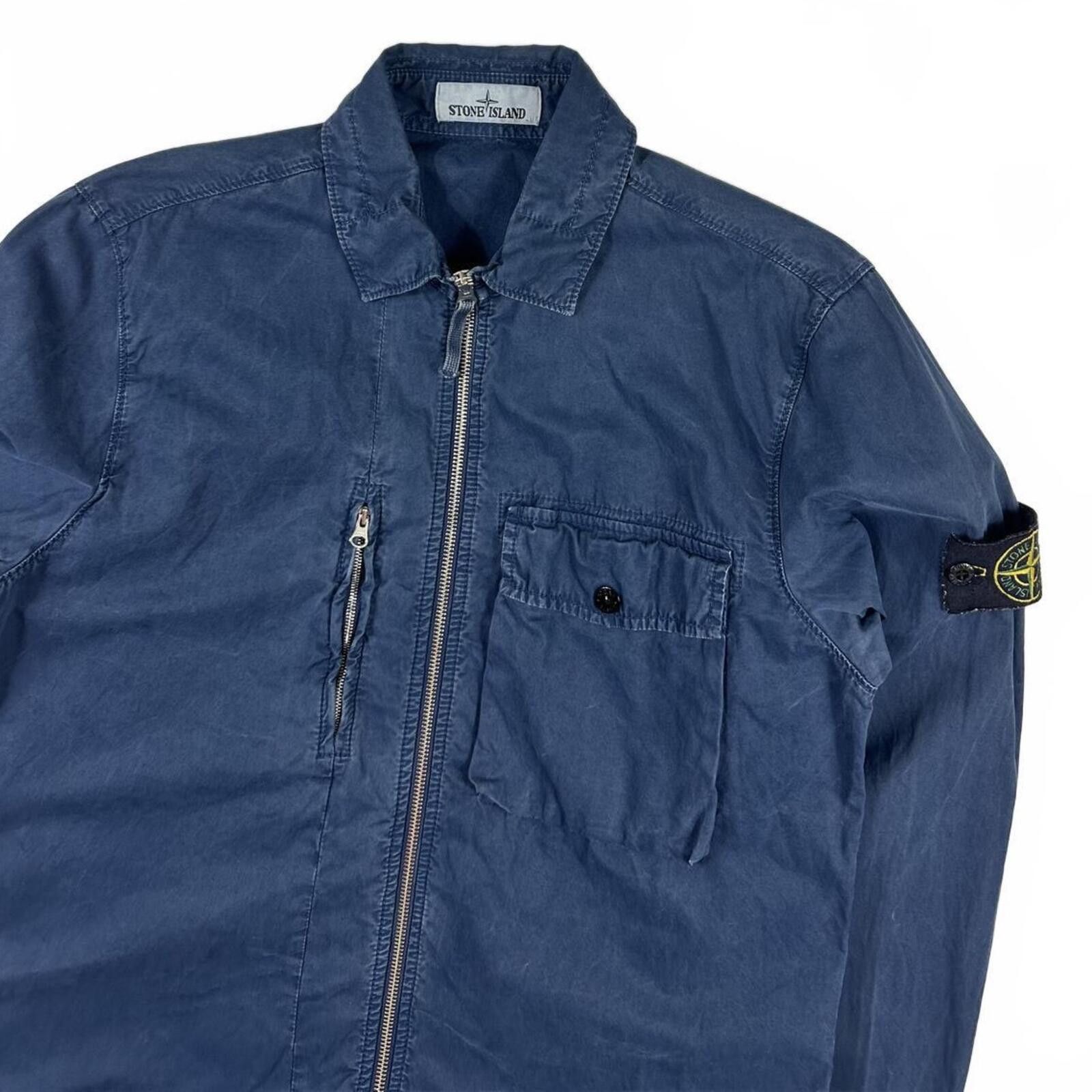 Stone Island Stone Island Washed Blue Zip Up Overshirt Medium Size US M / EU 48-50 / 2 - 2 Thumbnail