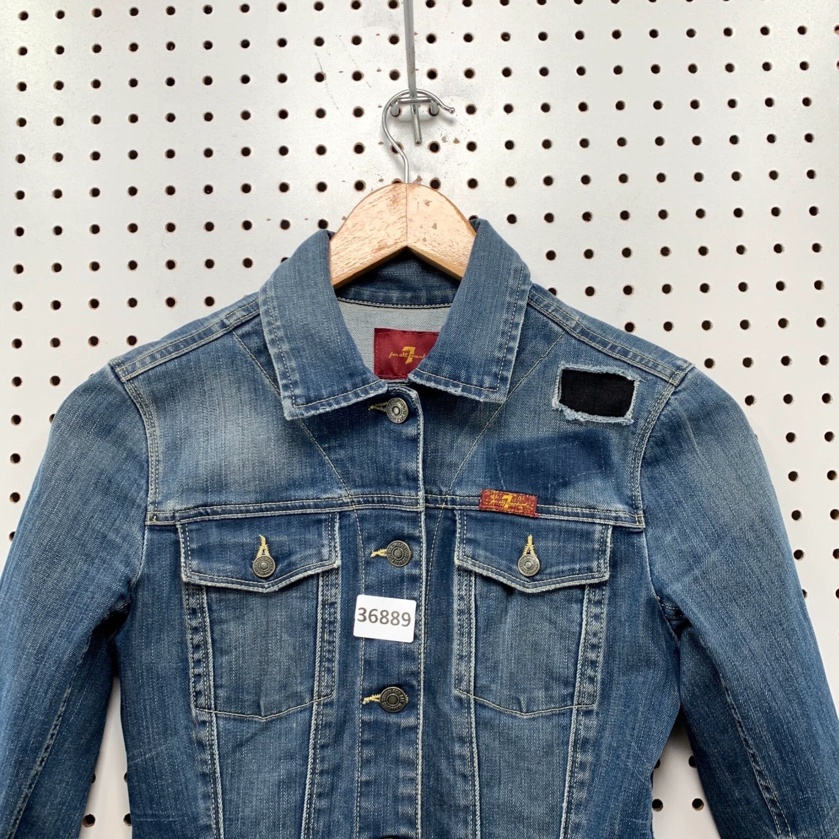 7 For All Mankind VINTAGE Y2K 7 For All Mankind Denim Jacket Blue Womens XS Studded Biker Size XS / US 0-2 / IT 36-38 - 4 Thumbnail