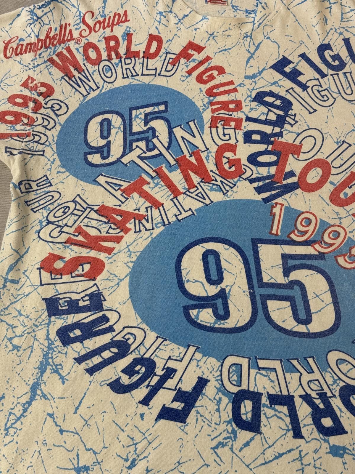 Fruit Of The Loom VTG T-shirt 1995 World Figure Skating AOP Tee - L Size US L / EU 52-54 / 3 - 4 Thumbnail