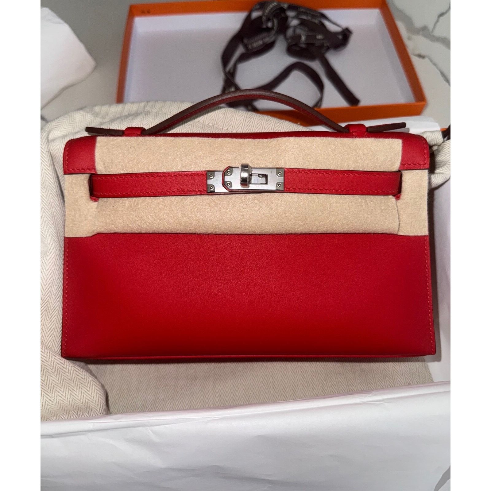 Hermes Hermes Mini Kelly Rouge Red Palladium Hardware Clutch Bag Size ONE SIZE - 5 Thumbnail