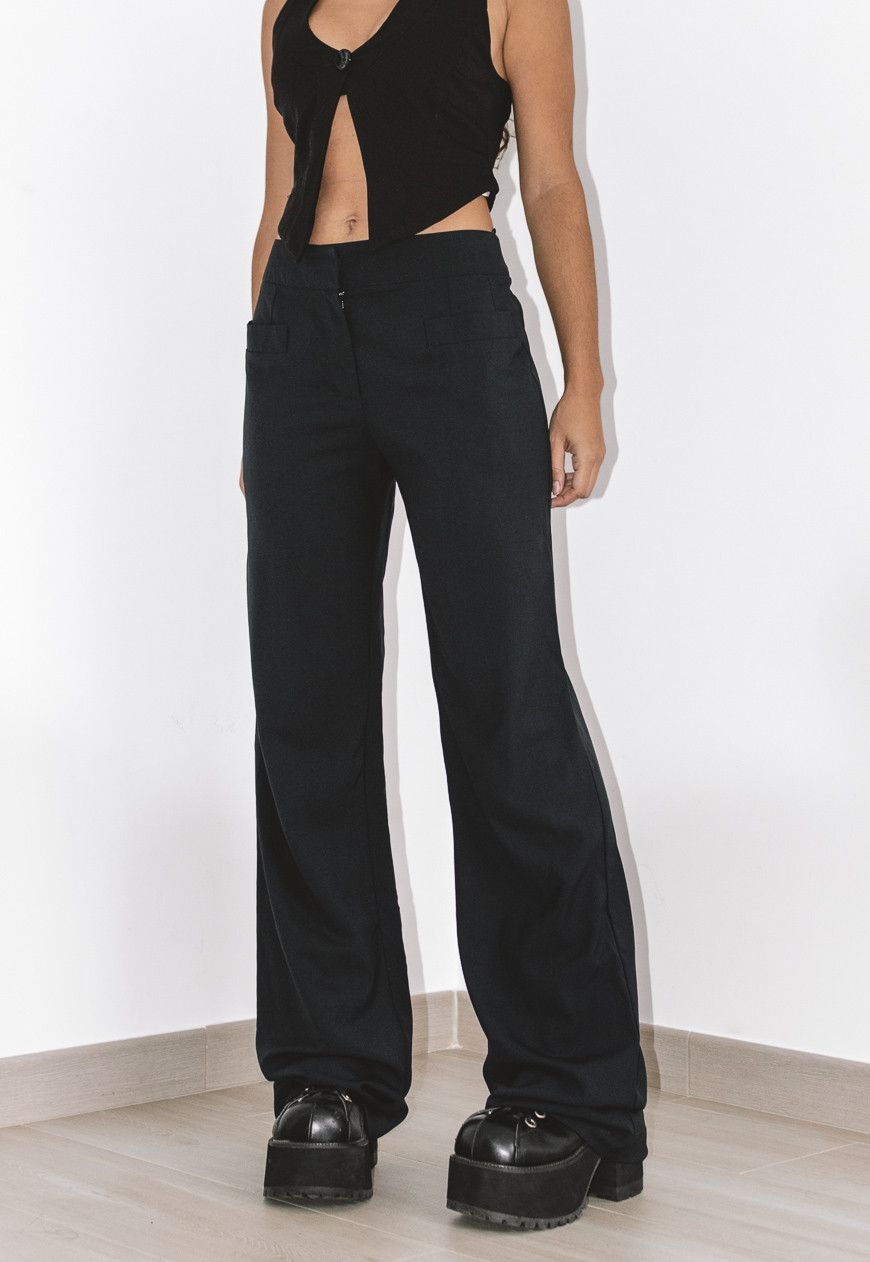 Chanel × Designer × Vintage Vintage Chanel Wide Leg elegant Navy Blue Wool Pants Size 28" / US 6 / IT 42 - 3 Thumbnail