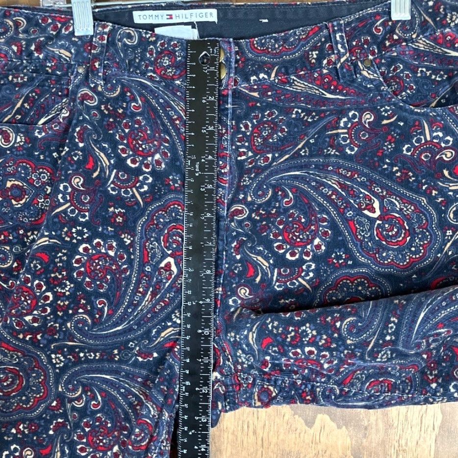 Tommy Hilfiger VINTAGE Tommy Hilfiger Jeans Paisley Corduroy Bootcut 16 Womens Blue 32 Inseam Regular Stretch Pockets 5-Pocket Design Mid Rise Jeans Womens Size 25" / US 0 / IT 36 - 7 Thumbnail