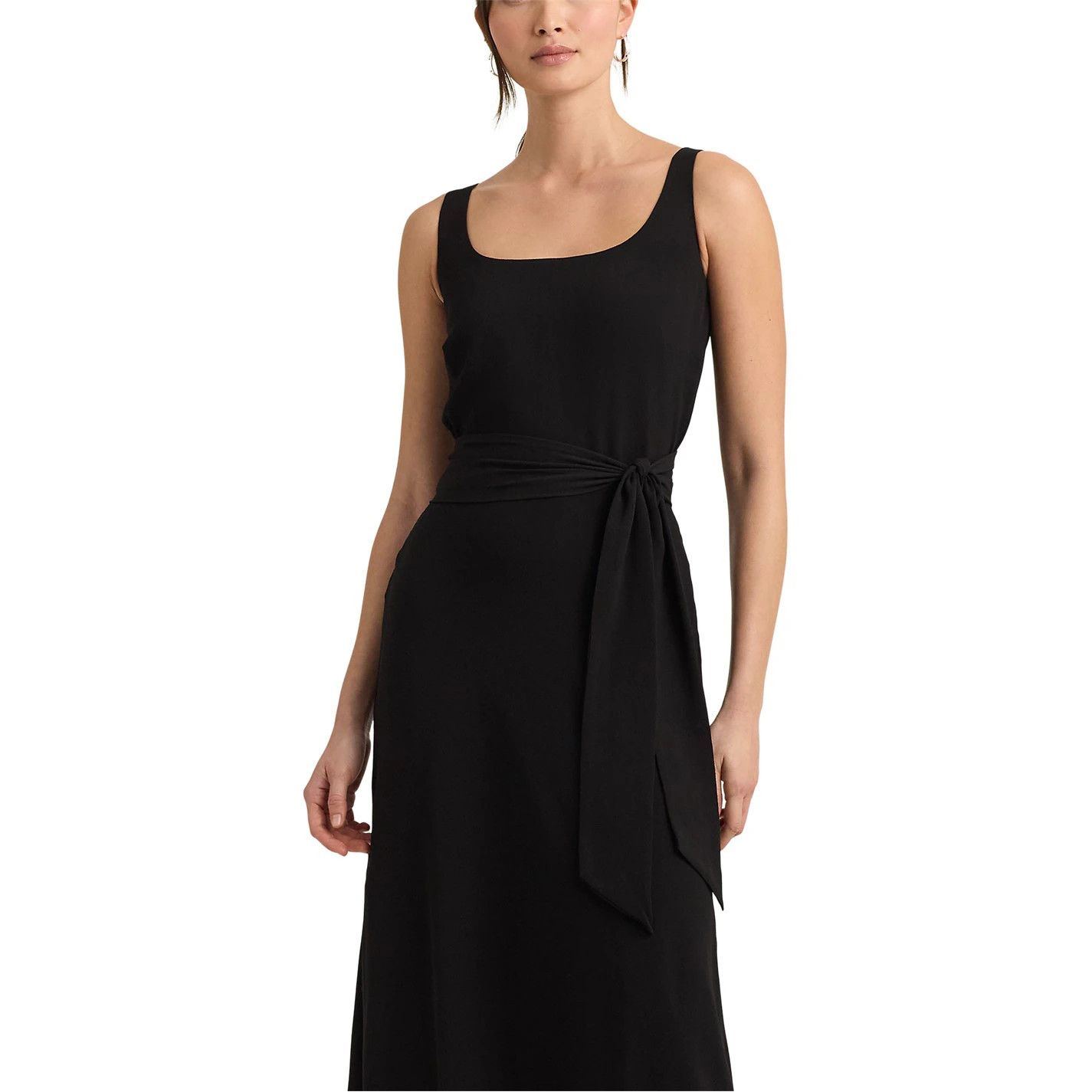 Lauren Ralph Lauren o1g2r1mq0825 Belted Crepe Sleeveless Dress in Black Size M / US 6-8 / IT 42-44 - 4 Thumbnail
