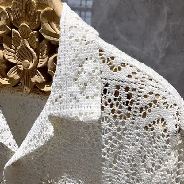 Japanese Brand Chiaki x Misao Hollow Out Crochet Shirt Size US L / EU 52-54 / 3 - 7 Thumbnail