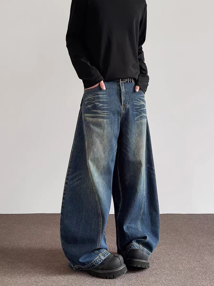 Designer × Jean × Vintage Retro vintage deconstruction curved knife baggy jeans Size US 32 / EU 48 - 5 Thumbnail