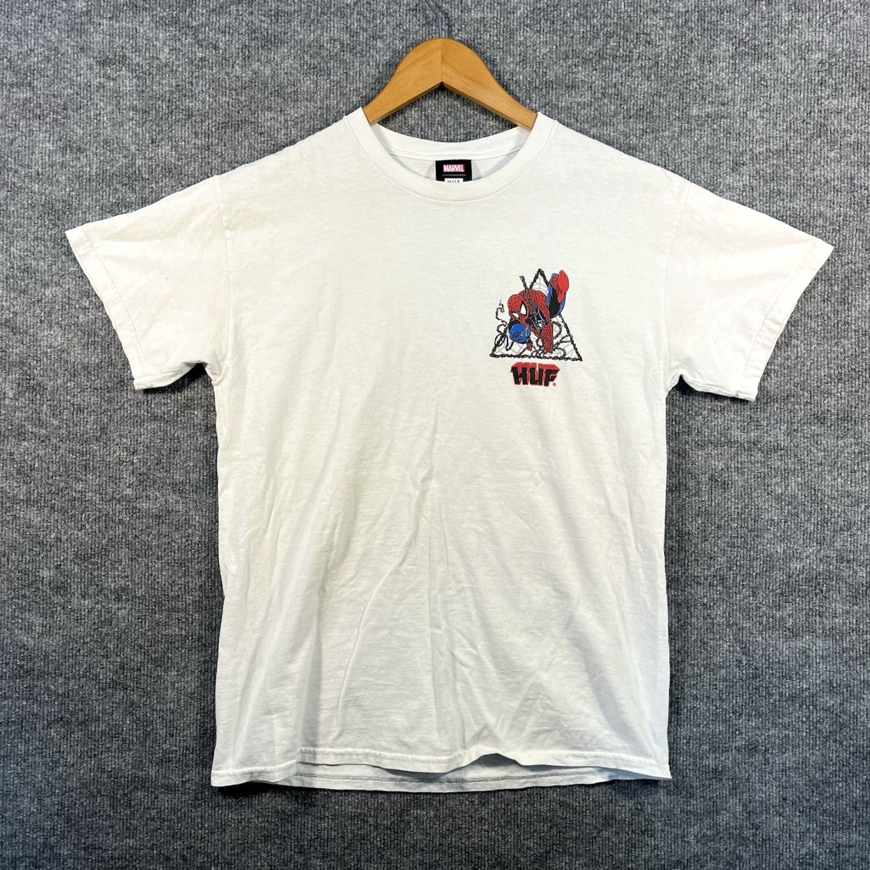 Vintage HUF x Marvel Spider-Man Double Sided T-Shirt Mens Medium White Crew Neck Short Sleeve Graphic Print Marvel Comics Size US M / EU 48-50 / 2 - 3 Thumbnail