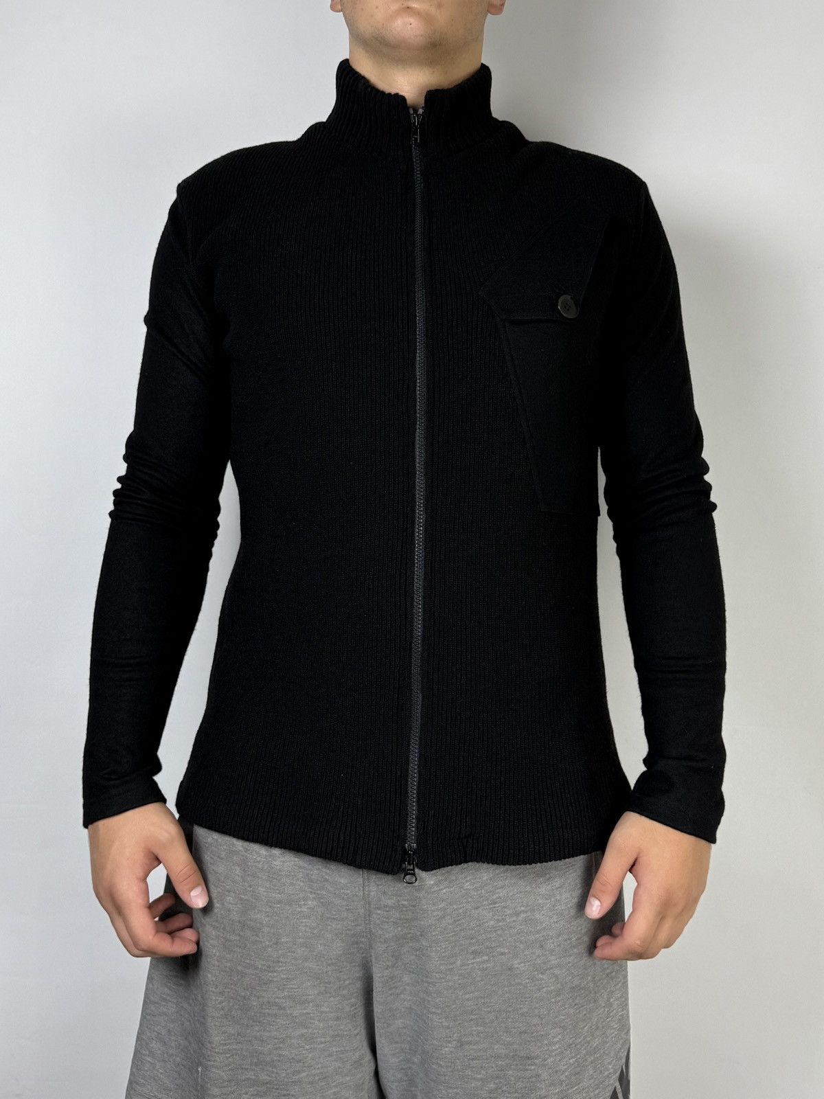 Yohji Yamamoto Y’s Yohji Yamamoto Wool Ribbed Zip Knit Pocket Sweater Size US XL / EU 56 / 4 - 3 Thumbnail