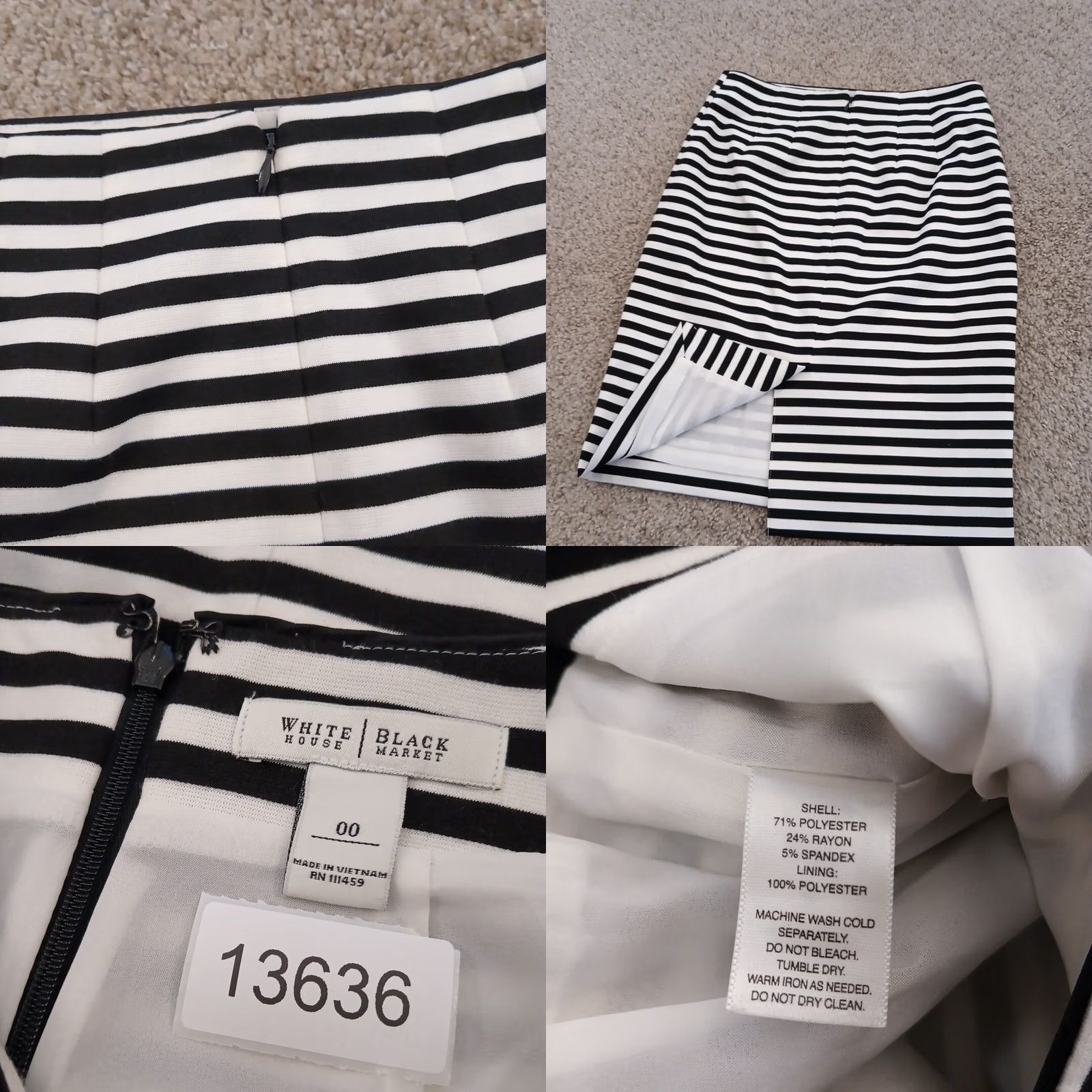 White House Black Market White House Black Market Skirt 00 Women Knee Length Striped Black Lined Pencil Slit Polyester Rayon Spandex Size 24" / US 00 / IT 34 - 8 Thumbnail