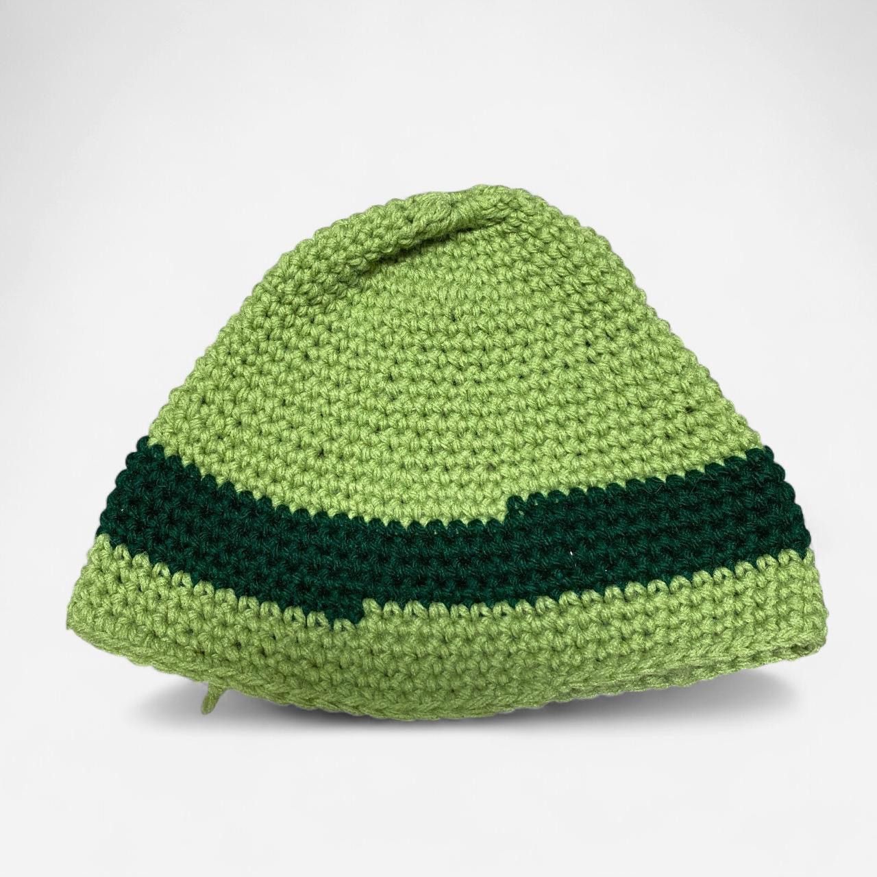 Other Vintage handmade lime and dark green stripped beanie Size ONE SIZE - 2 Thumbnail