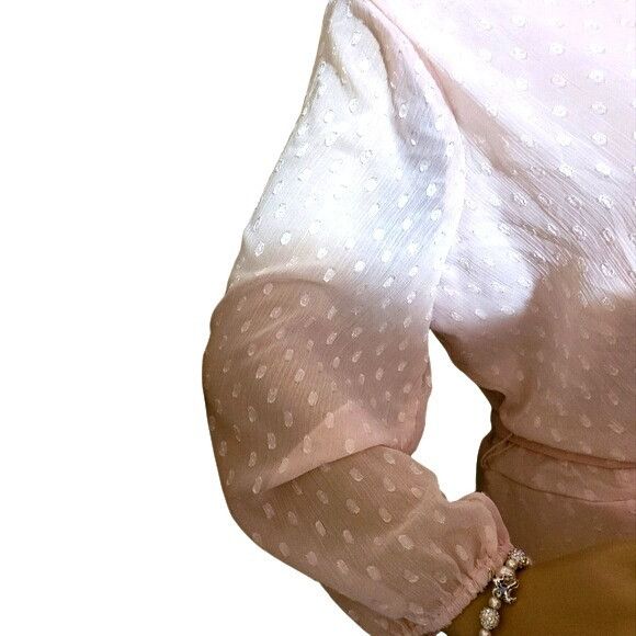 Other Tommy Hilfiger Pink Polka Dot Wrap Midi Dress With Sheer Sle Size XXL / US 16-18 / IT 52-54 - 3 Thumbnail