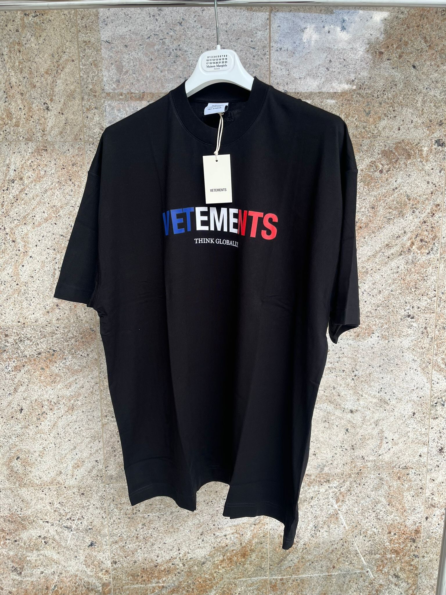 Pre-owned Vetements France Think Globally Logo T-shirt Ss In Black