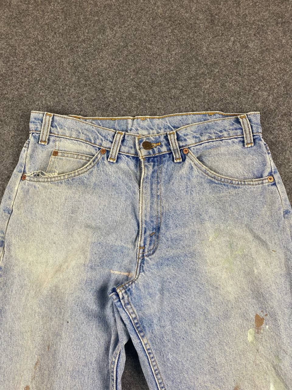 Levi's vintage levis 665 orange tab paint splatter denim Size US 33 - 9 Thumbnail
