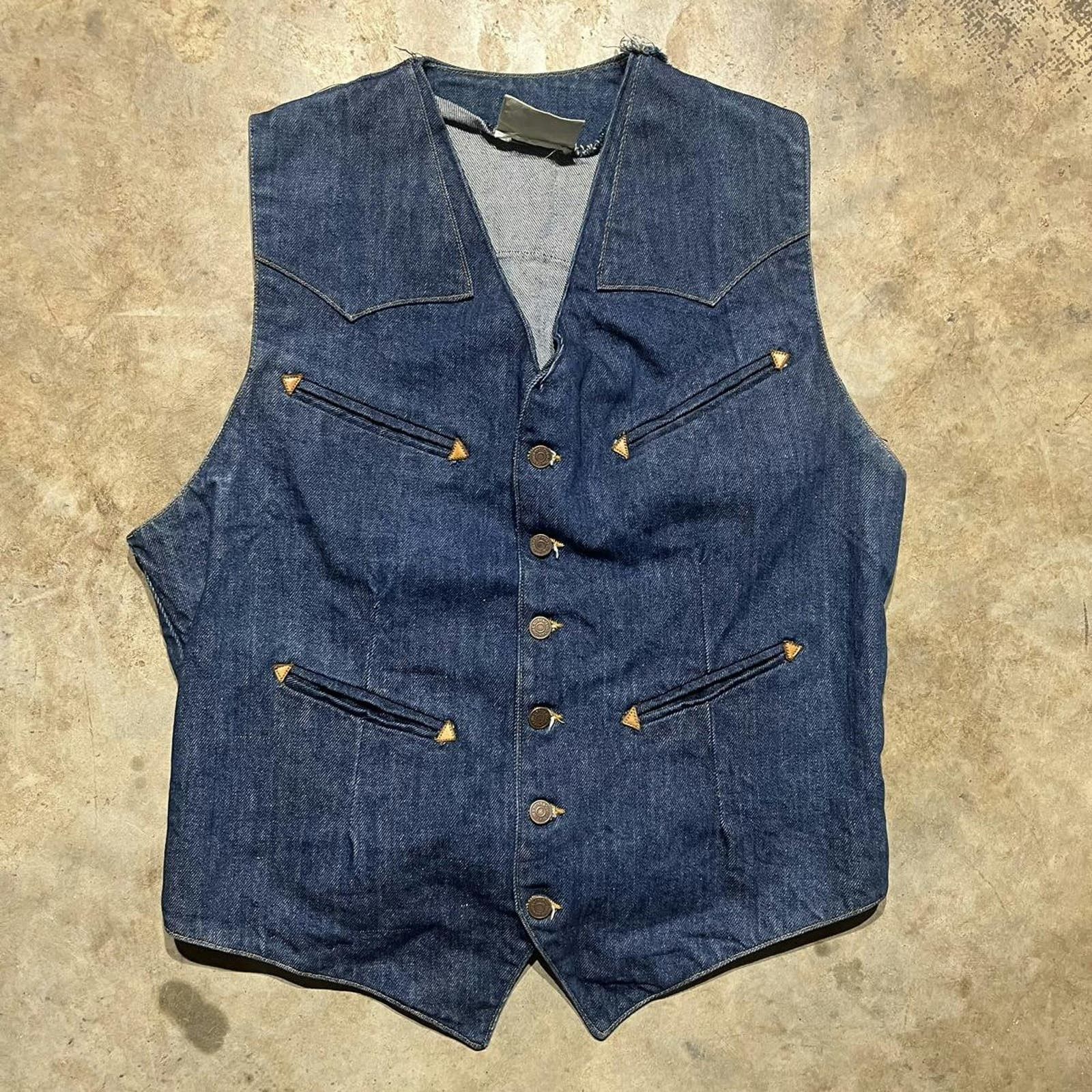 image of Made In USA x Polo Ralph Lauren Vintage 70's Polo Western Ralph Laurent Denim Buckleback Vest in Bl