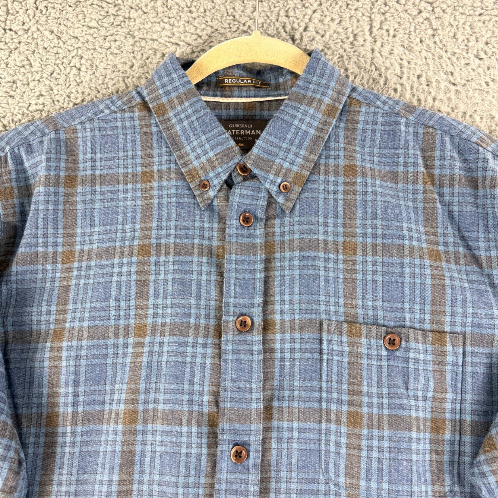 Quiksilver Quiksilver Waterman Button-Down Shirt Mens Large Blue Plaid Regular Fit LS Size US L / EU 52-54 / 3 - 2 Thumbnail