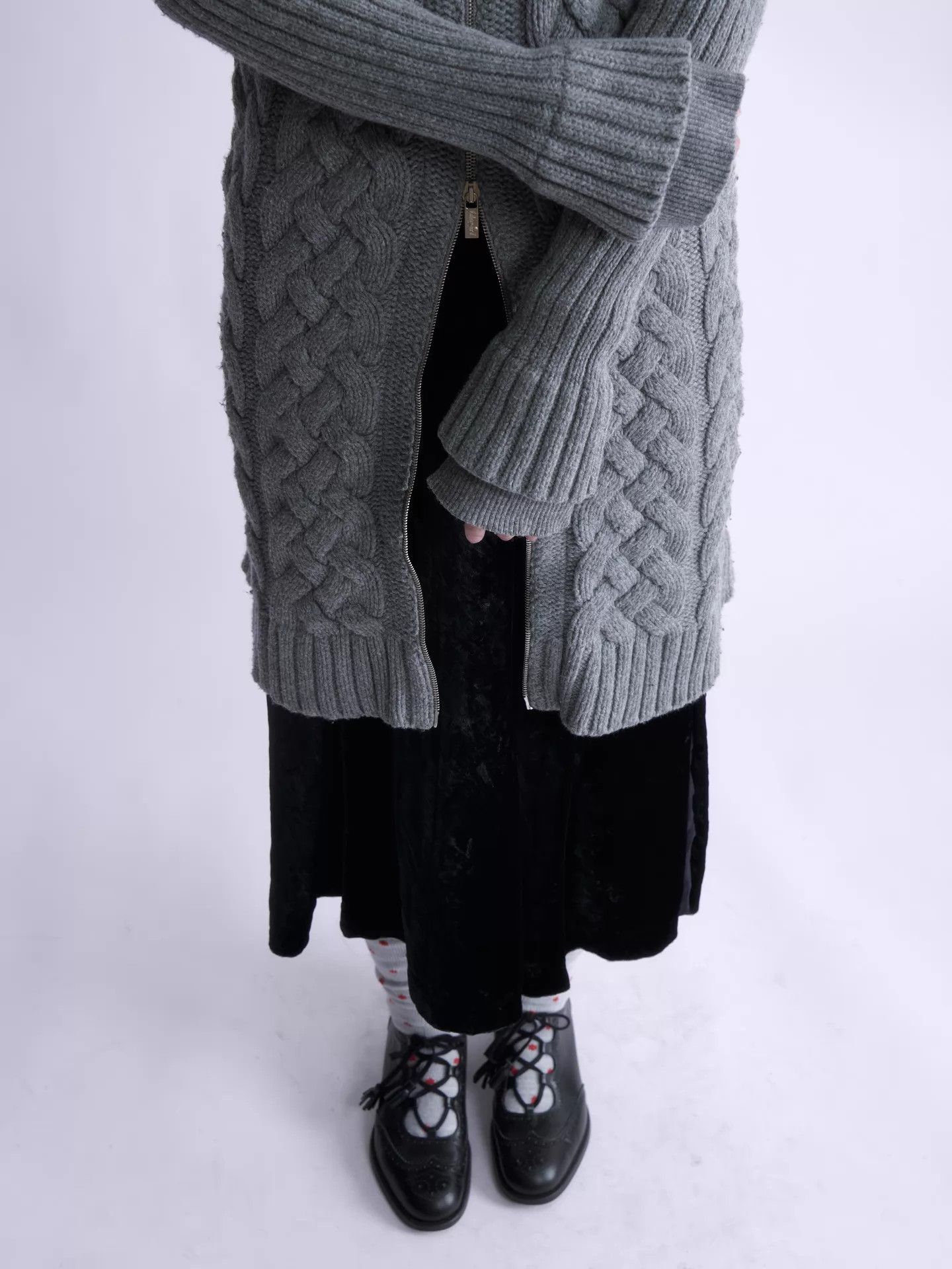Blumarine Blugirl by Blumarine Gray Zipper Knit Long Jacket Size ONE SIZE - 6 Thumbnail