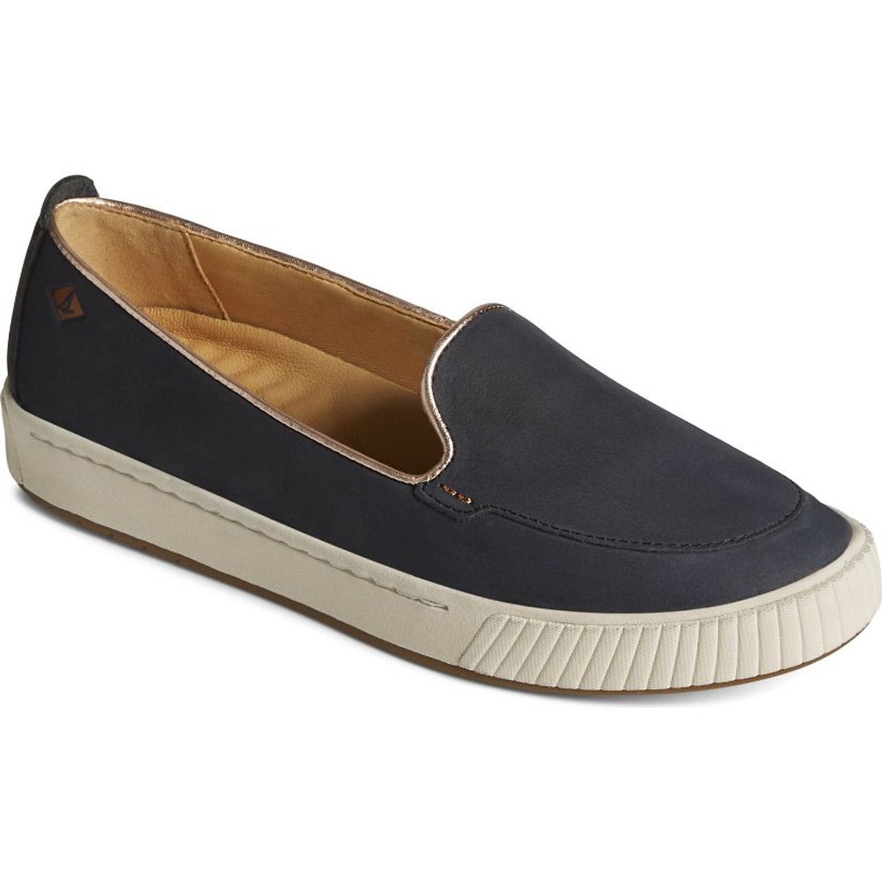 Sperry Black Leather Anchor Plushwave Gold Cup Slip-On Casual Shoes Size US 8 / IT 38 - 3 Thumbnail