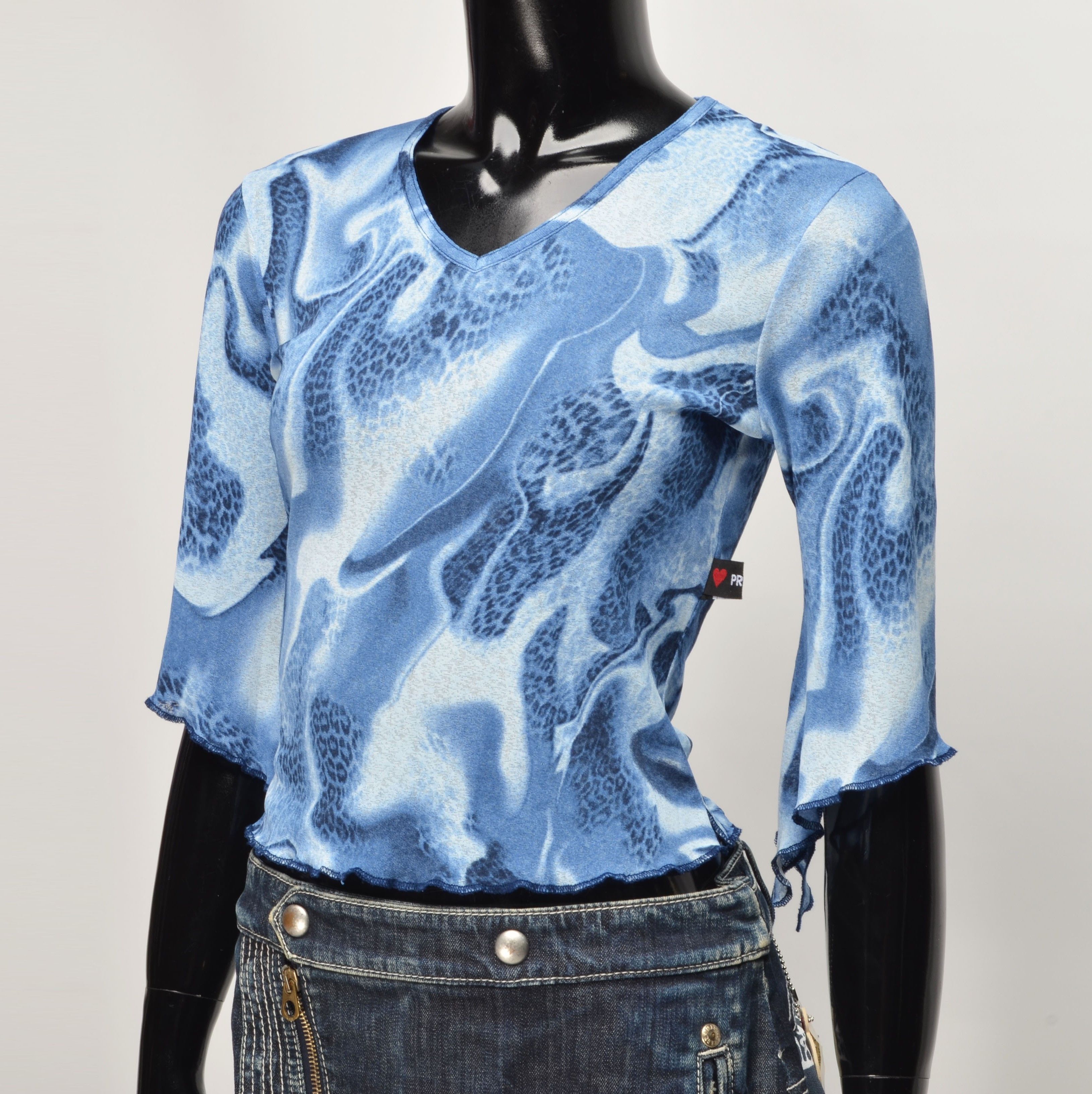 Other Prestige Y2K Mesh Sheer Swirl Print Cyber Grunge Blouse Size S / US 4 / IT 40 - 2 Thumbnail