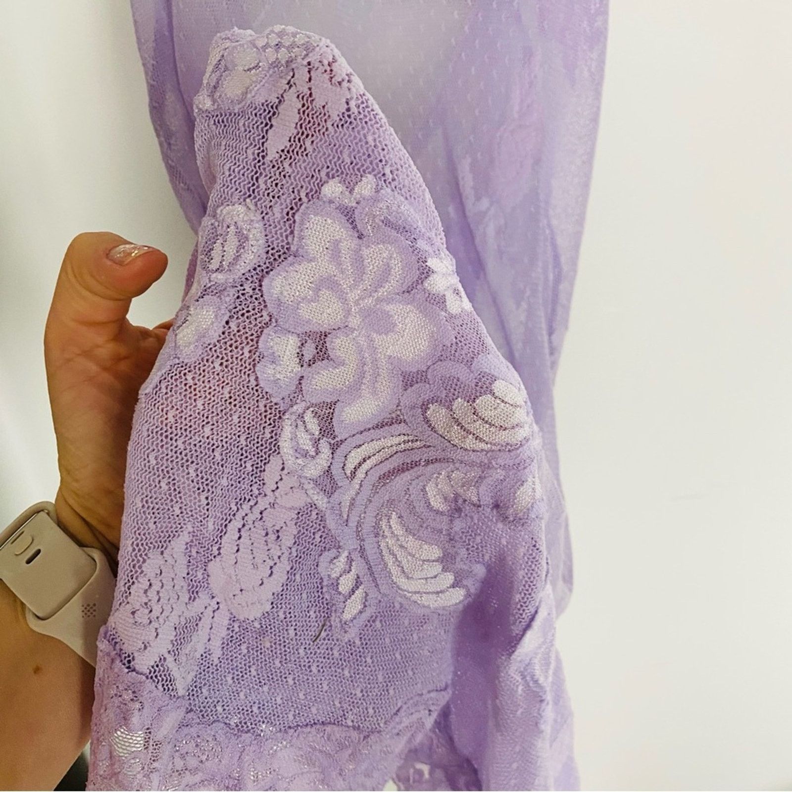 Free People NEW VICTORIAS SECRET Lavender Purple Sheer Lace Slip Dress Size S / US 4 / IT 40 - 4 Thumbnail