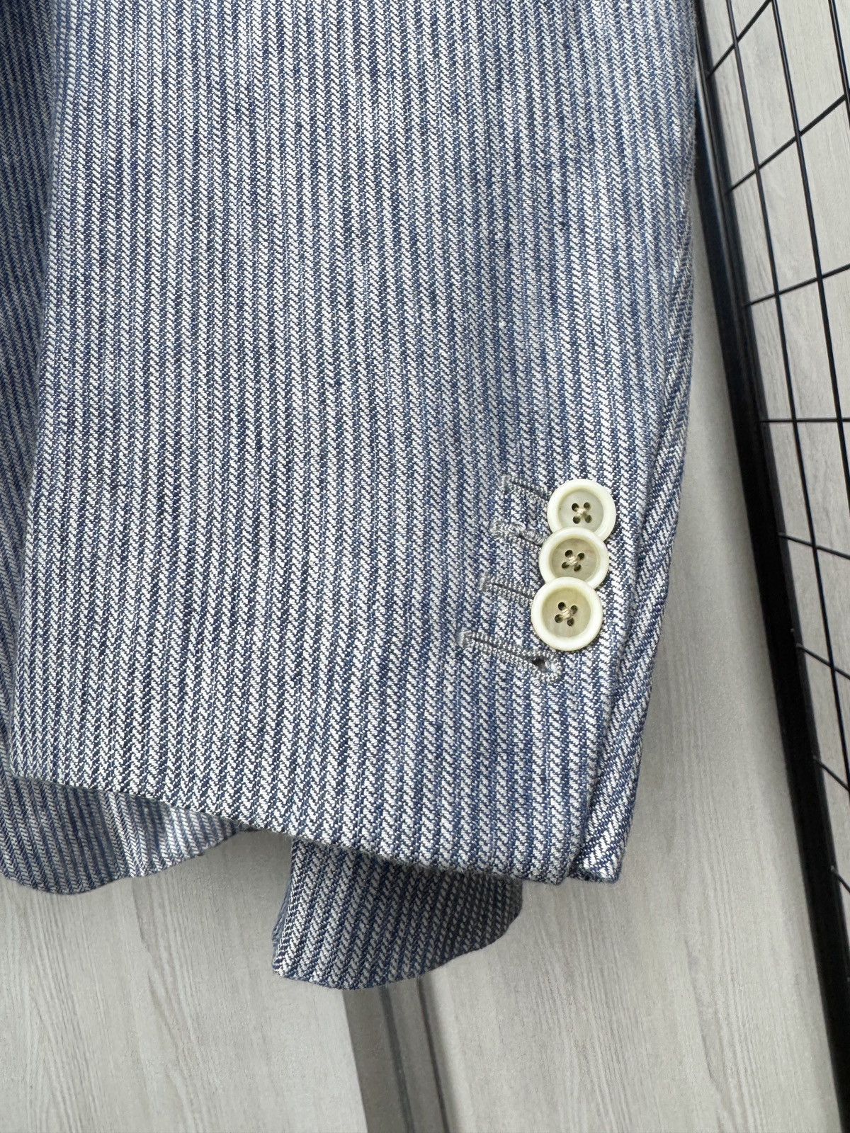 Caruso Raffaele Caruso blue striped 100% linen half lined blazer Size 48R - 6 Thumbnail