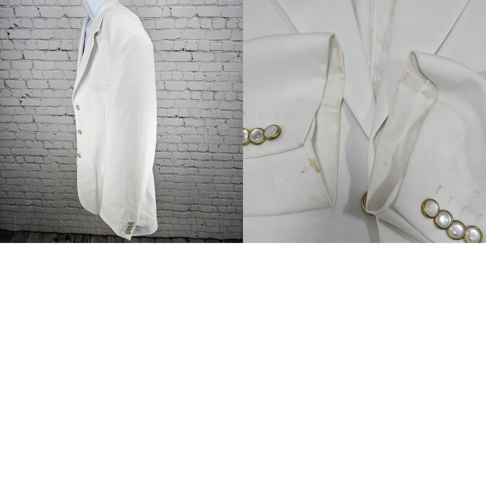 Vintage Lucci Collezione Ivory White 3 Gold Button Ventless Notch Blazer Sport Coat 50L Size 50R - 11 Thumbnail