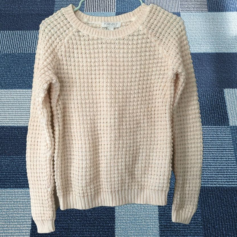 Forever 21 FOREVER 21 CHUNKY KNIT SWEATER Pale Pink SIZE SMALL Women S Round Neck Pullover Casual Knit Pre-owned Vintage: No Size S / US 4 / IT 40 - 1 Thumbnail
