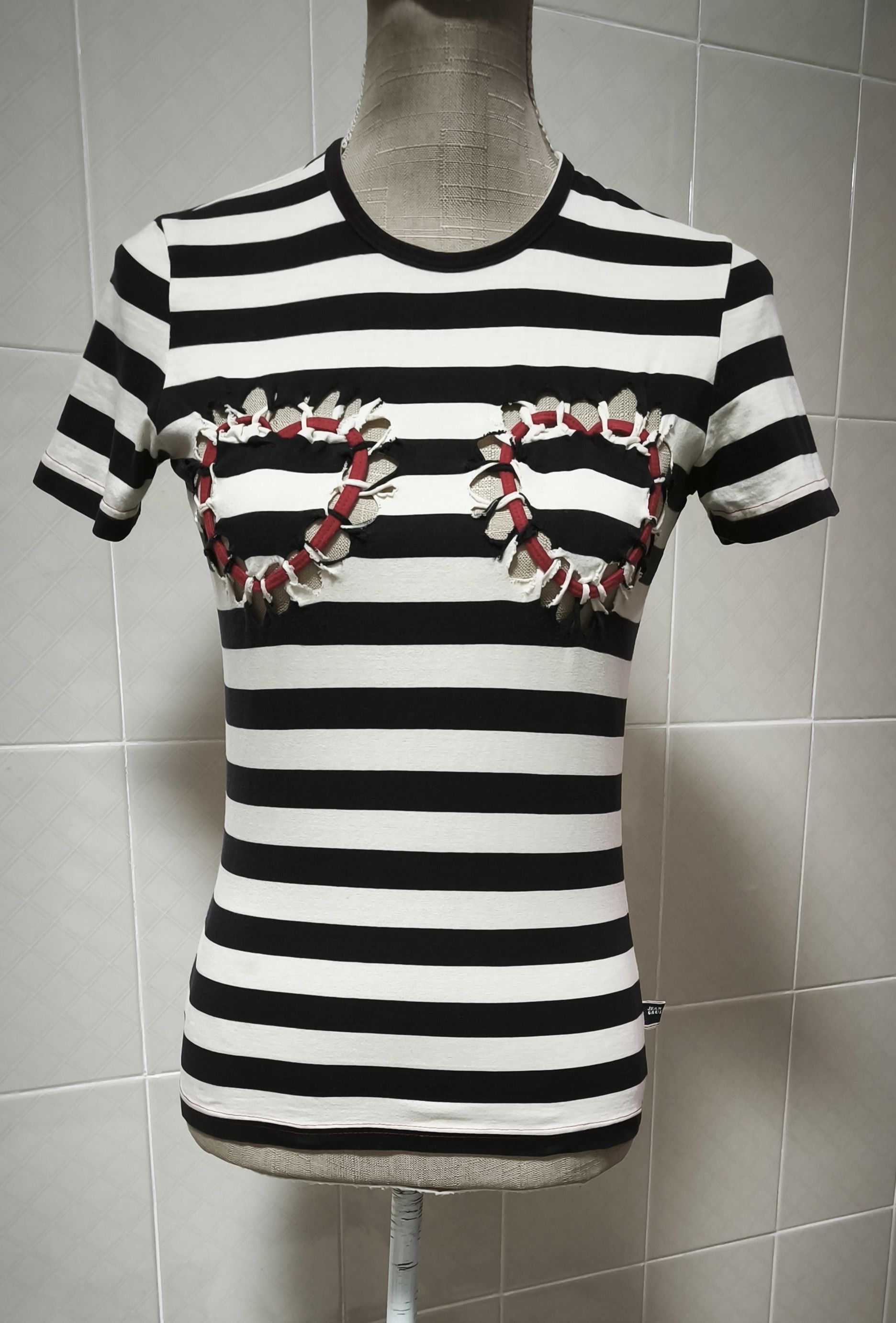 Jean Paul Gaultier Two red cord hearts top - Do you think I'm sexy? Size S / US 4 / IT 40 - 2 Thumbnail