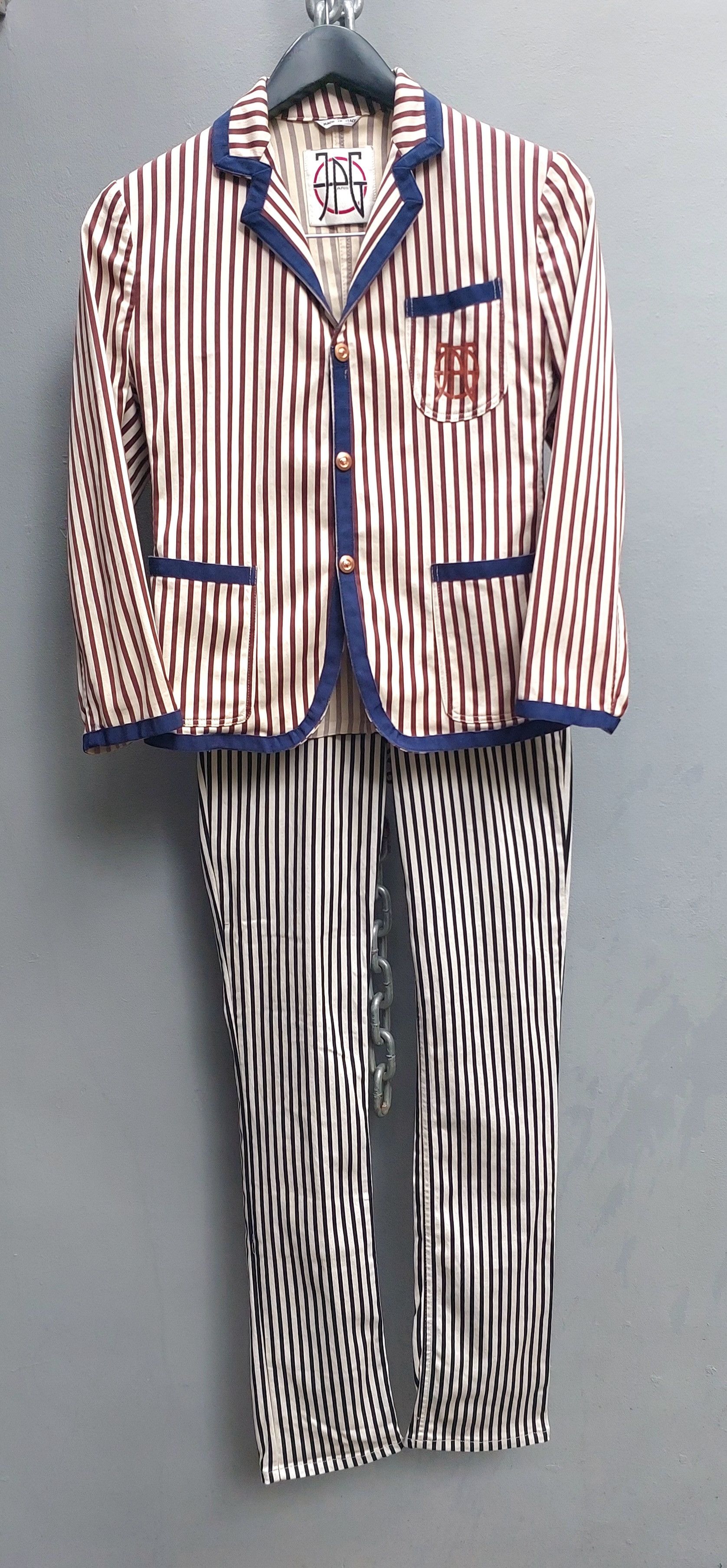 Jean Paul Gaultier Jean Paul Gaultier Striped Unlined Blazer and Pant Set Size S / US 4 / IT 40 - 1 Thumbnail