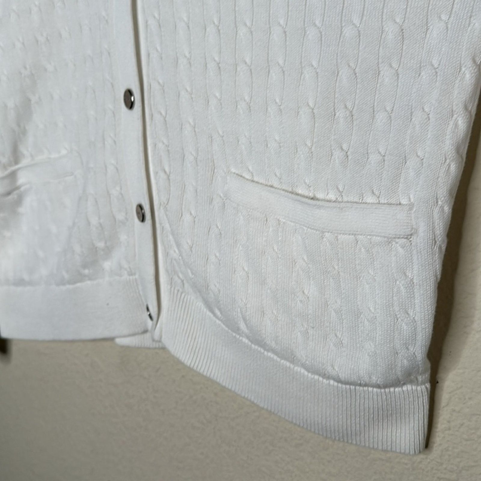 Lauren Ralph Lauren × Vintage VTG Ralph Lauren Cable Knit White Blue Logo Sweater XL Size XL / US 12-14 / IT 48-50 - 6 Thumbnail