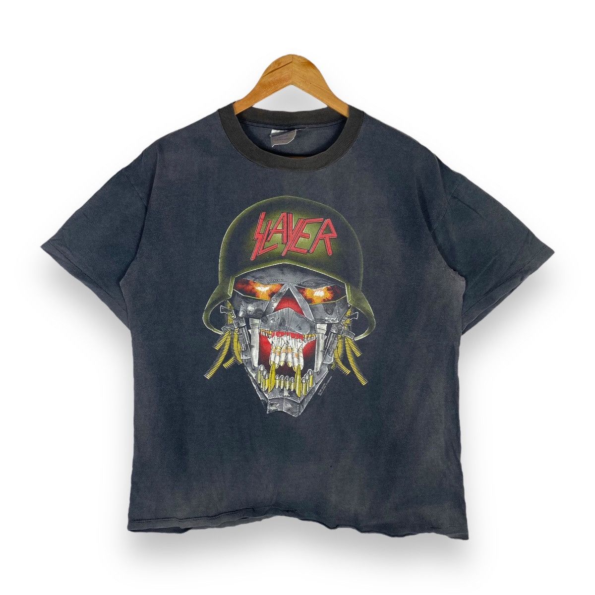 image of Band Tees x Slayer Vintage Slayer Clash Of The Titans Summer Campaign 1991 Tee in Faded Black (Size