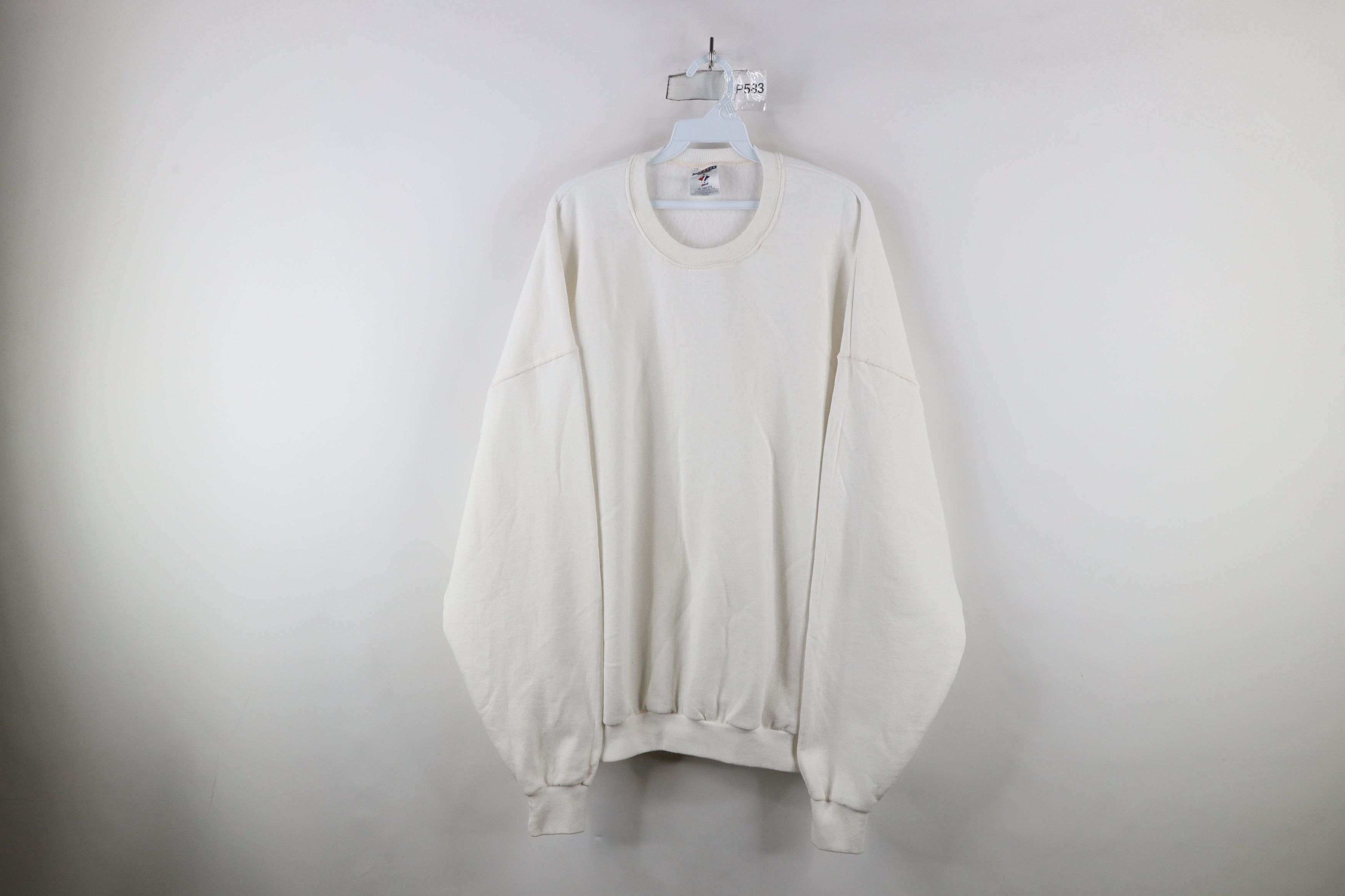 Vintage Vintage 90s Streetwear Blank Crewneck Sweatshirt White Size US XXL / EU 58 / 5 - 1 Thumbnail