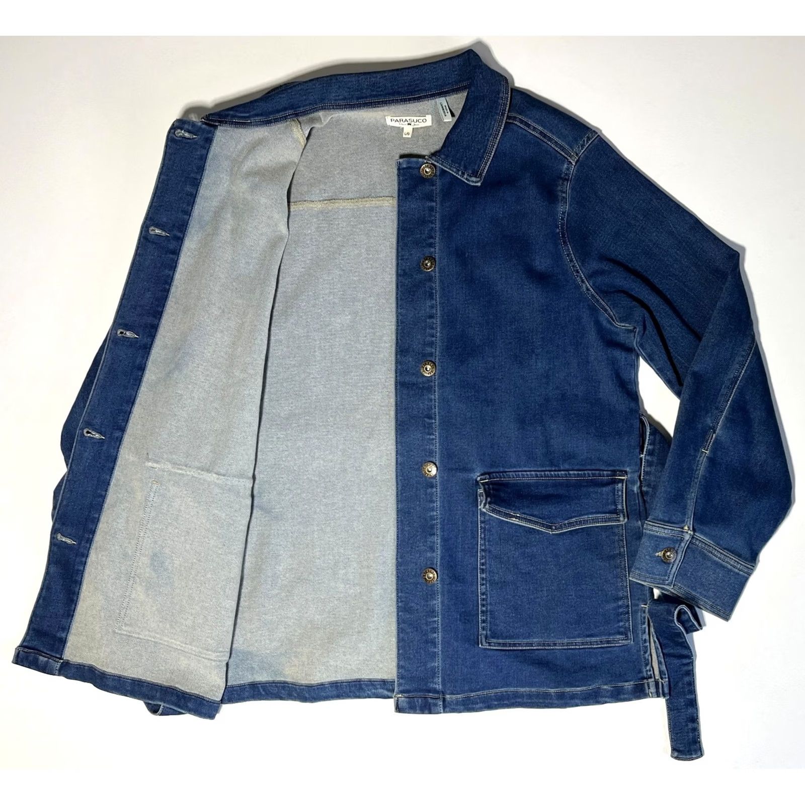 Parasuco VINTAGE Parasuco Denim Jeans Belted Jacket Women's L Blue Belted Jacket Size 36" / US 14 / IT 50 - 6 Thumbnail