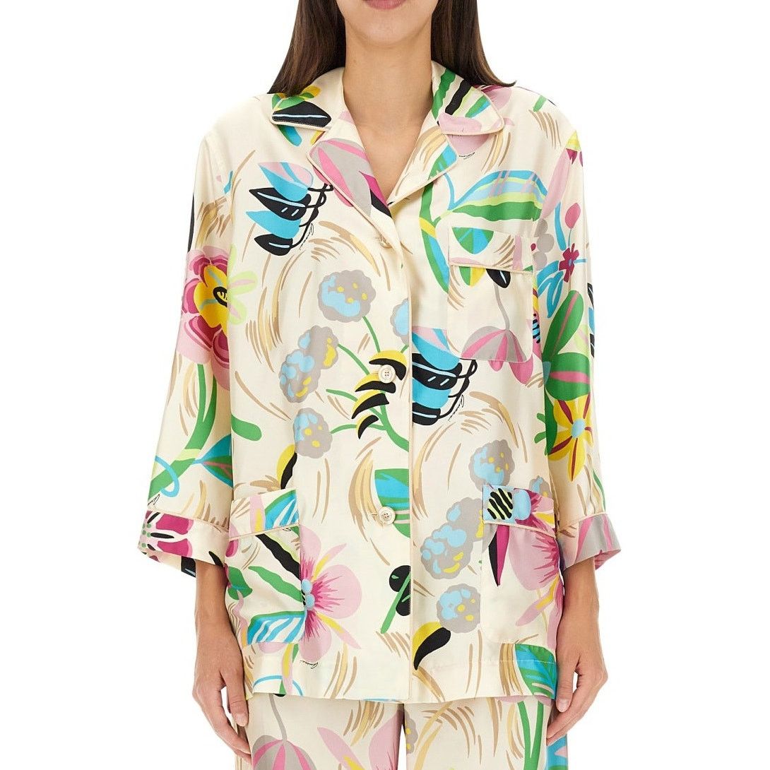 Gucci NWT Gucci Silk Pink Blue Multi Floral Printed Blouse 46 / XL Size XL / US 12-14 / IT 48-50 - 3 Thumbnail