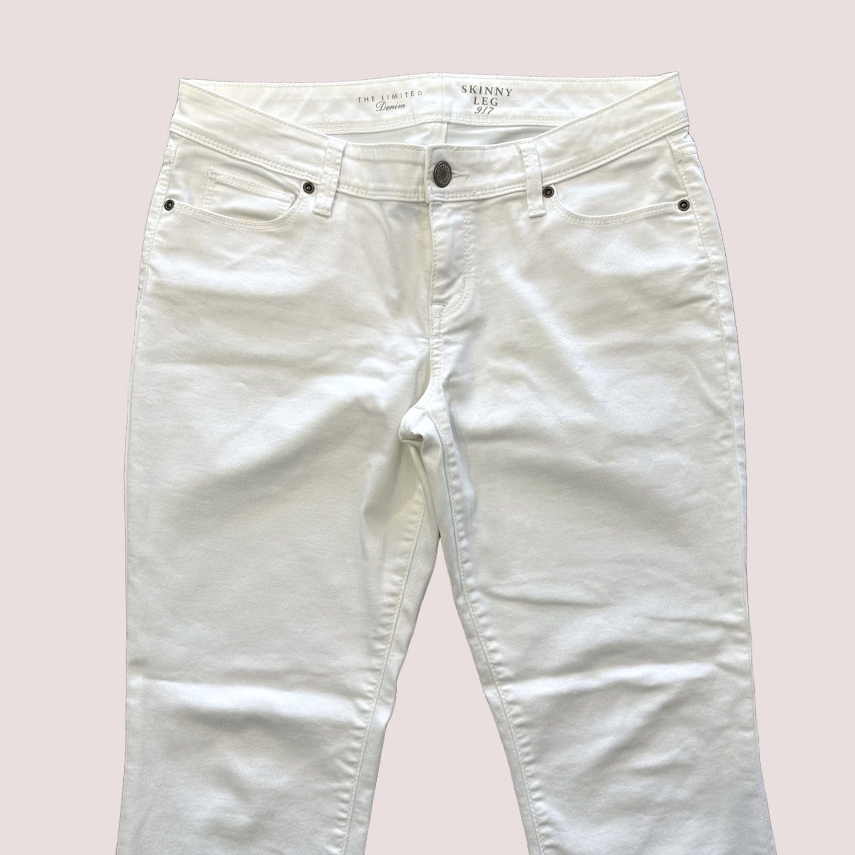 Vintage The Limited White Denim Jeans Womens 10 Skinny 32x28 Ankle Zip Stretch 917 5-Pocket Size 24" / US 00 / IT 34 - 1 Thumbnail