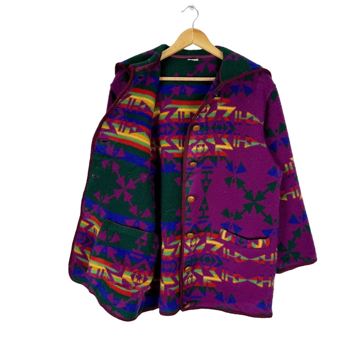 Benetton ⚡️UNITED COLORS OF BENETTON HOODIE FUR NAVAJO JACKET Size M / US 6-8 / IT 42-44 - 6 Thumbnail