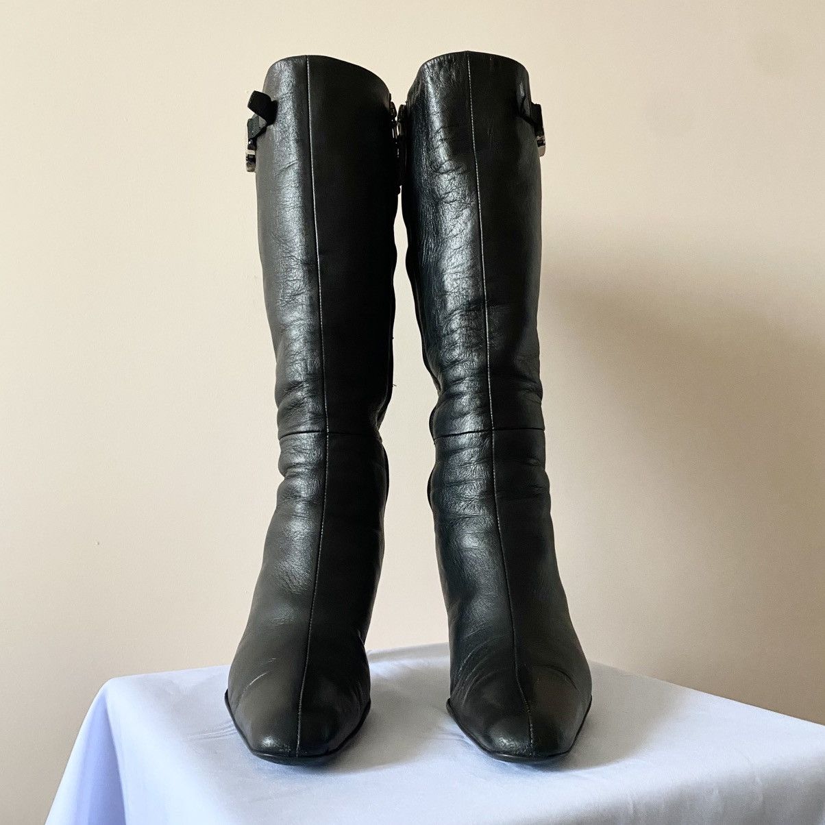 Prada Vintage Prada Milano Knee Buckle Boots Black Belts Archive Size US 7.5 / IT 37.5 - 2 Thumbnail