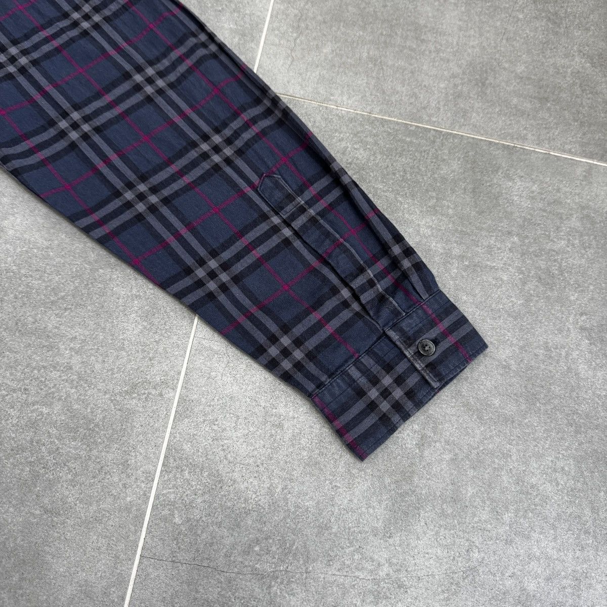 Burberry Burberry Brit Nova Check Blue Button Shirt Long Sleeve Size US XL / EU 56 / 4 - 22 Thumbnail