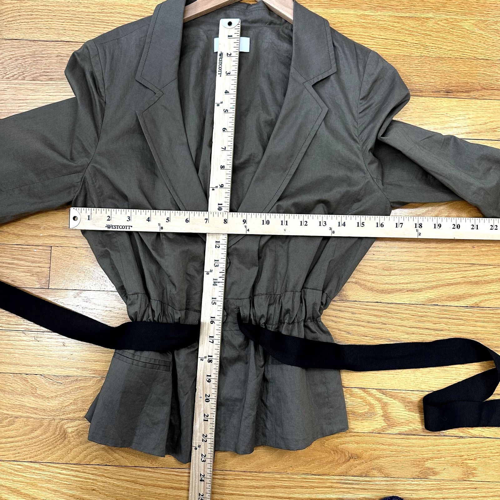 Loft Loft Green Lightweight Belted Blazer Jacket 10 Black Ribbon Size M / US 6-8 / IT 42-44 - 10 Thumbnail