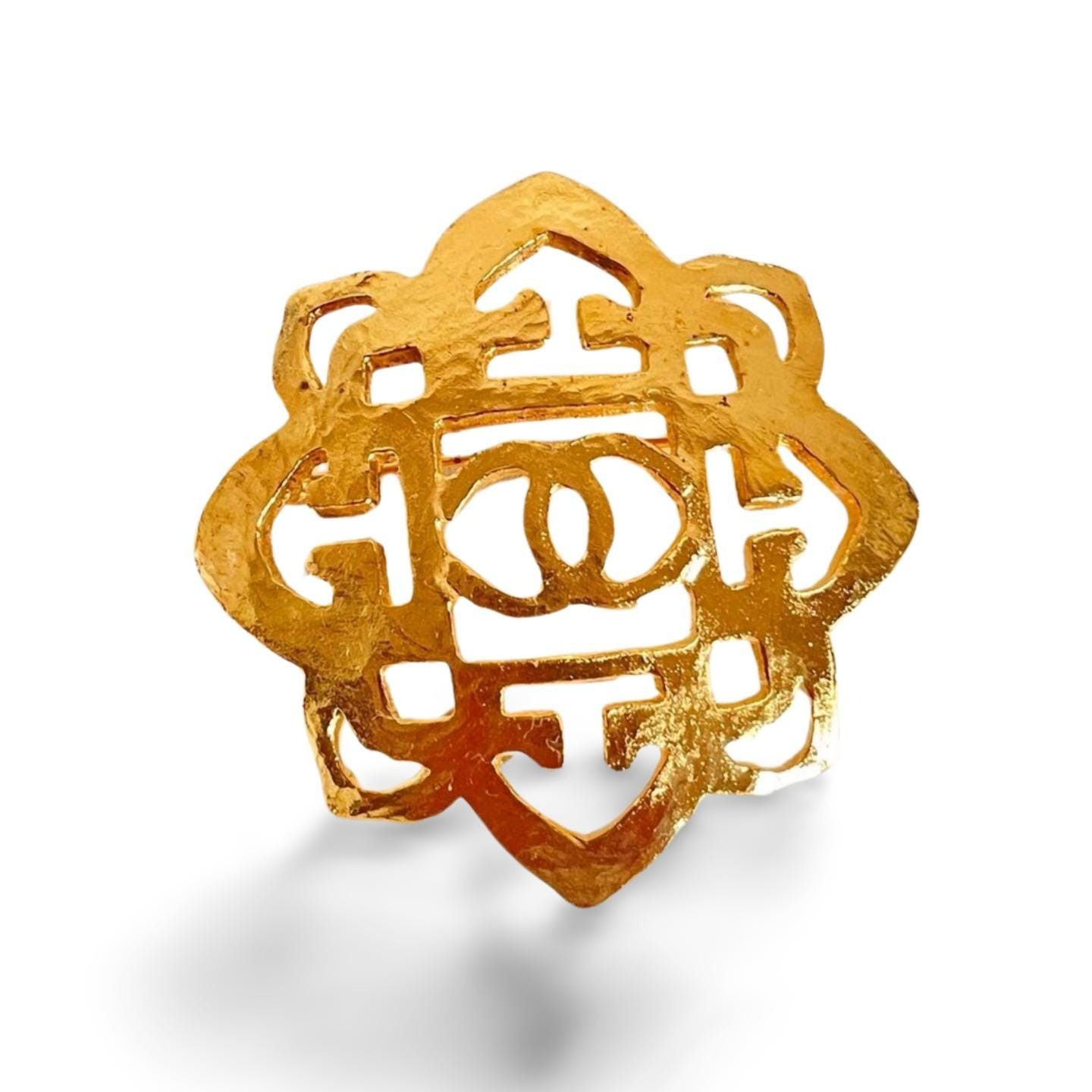 Chanel Vintage CHANEL Golden emblem design, brooch with CC mark. Size ONE SIZE - 8 Thumbnail