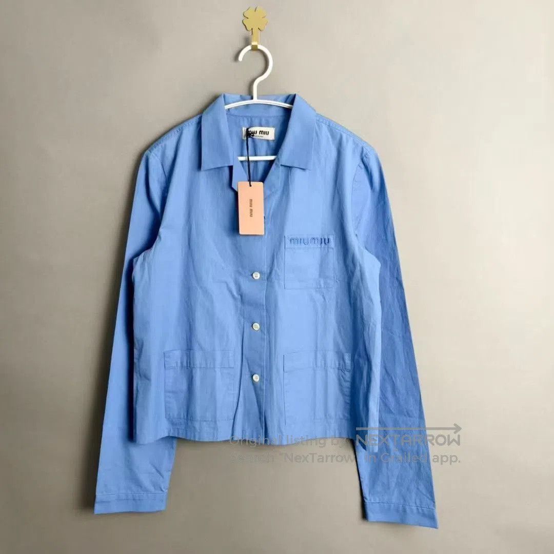 Miu Miu MIU MIU FW24 Logo Embroidered Casual Shirt. Size M / US 6-8 / IT 42-44 - 1 Thumbnail