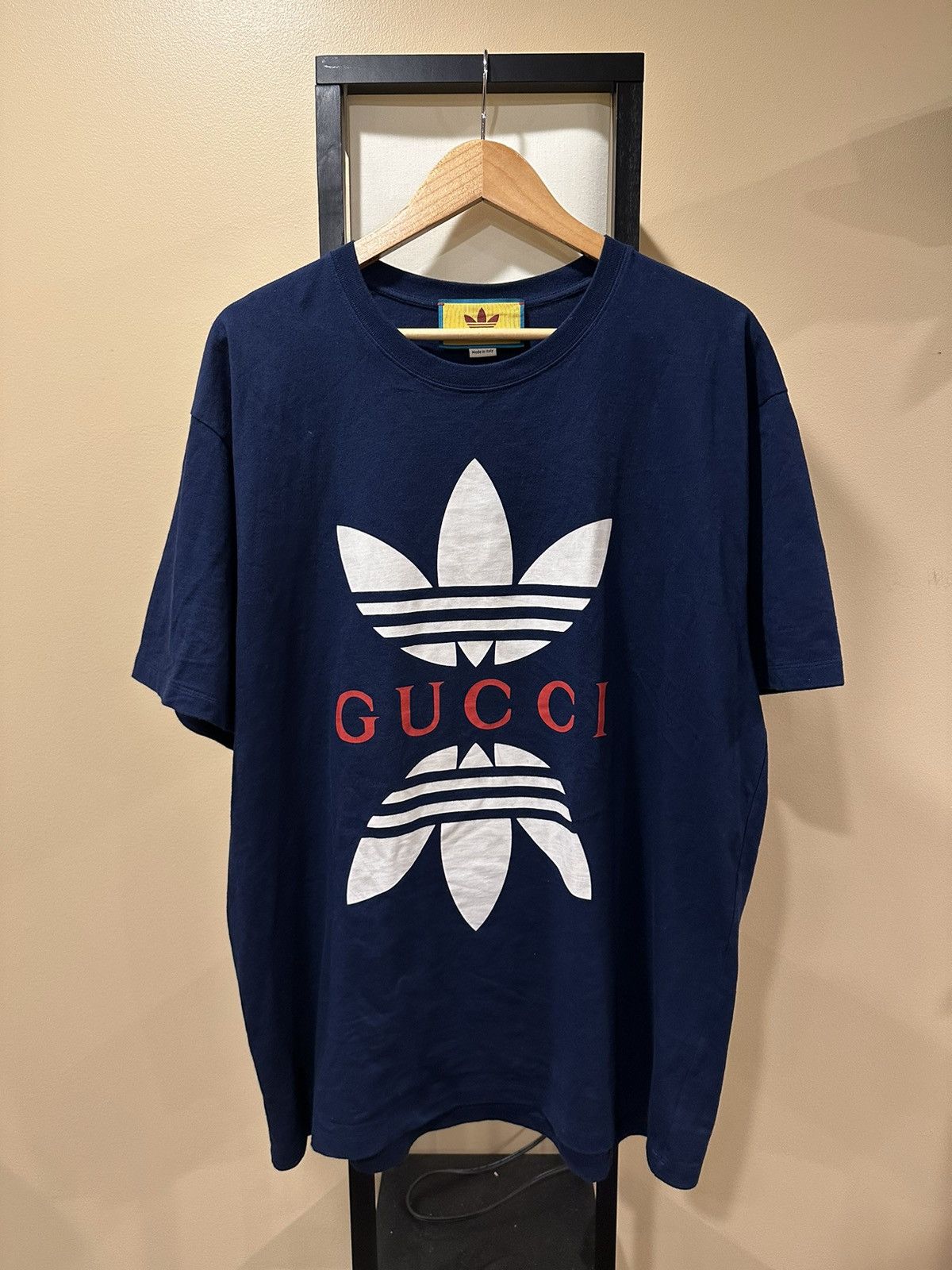 Adidas Gucci x Adidas Orginals Logo Navy Short Sleeve Tee | Grailed